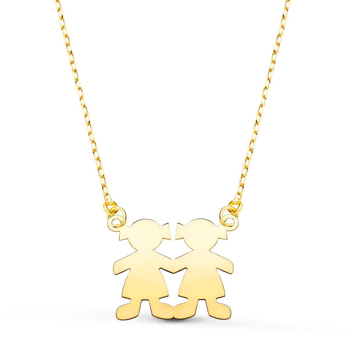 Colgante Oa 18Kt Niña-Niña 15 Mm Cadena 45/43 Cm-0