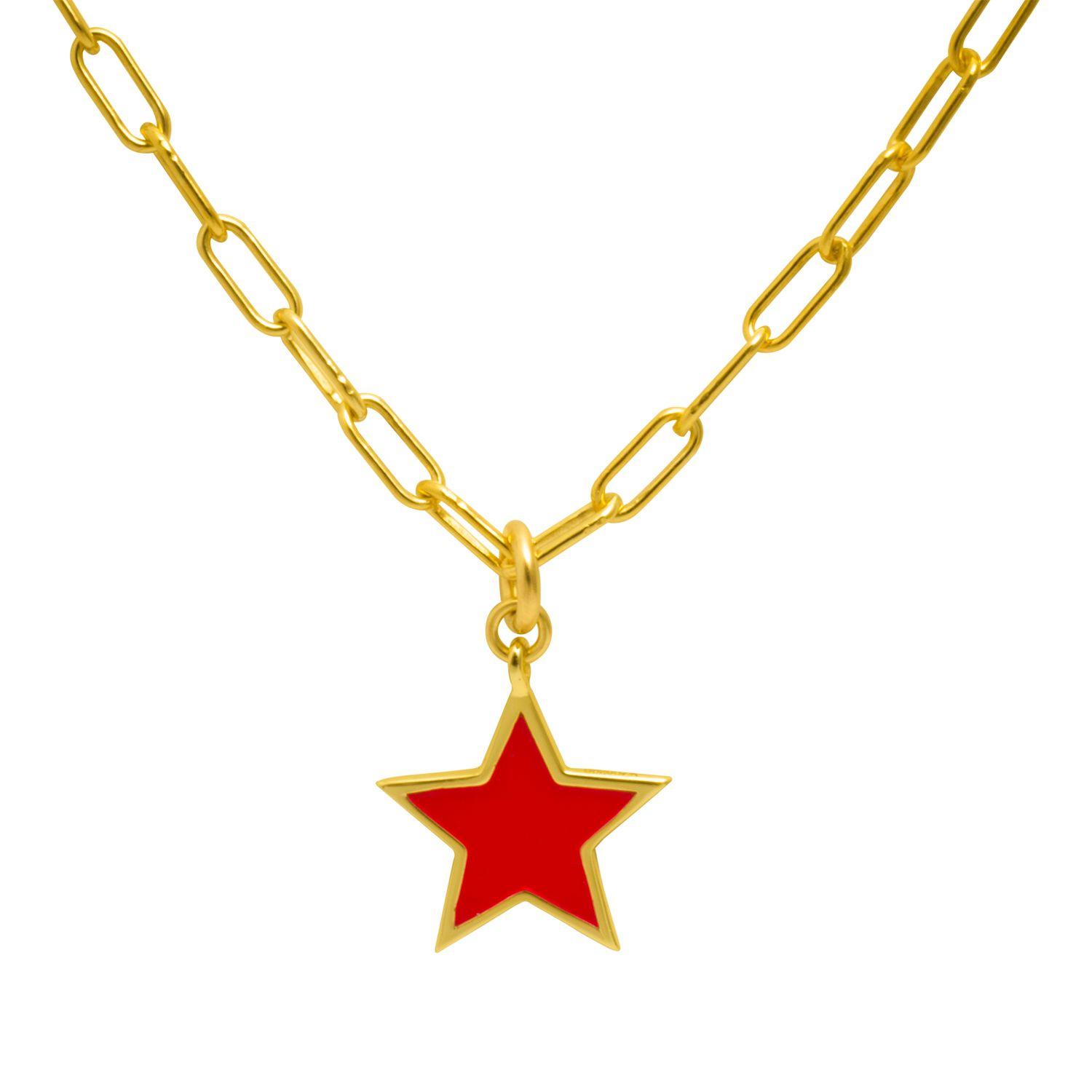 Collar Vermeil Eslabones Estrella Roja-0