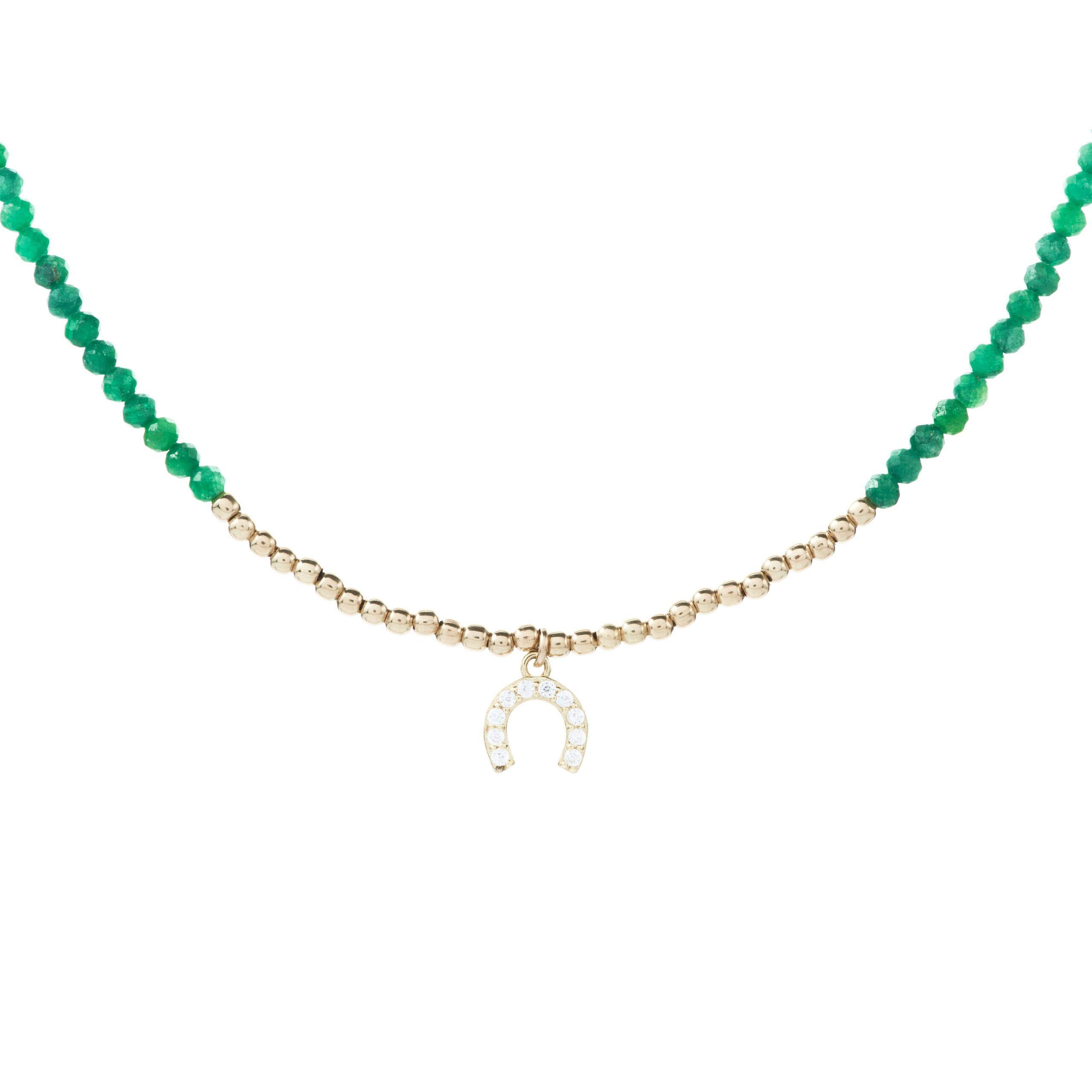 Collar Granate Verde Herradura Plata-0