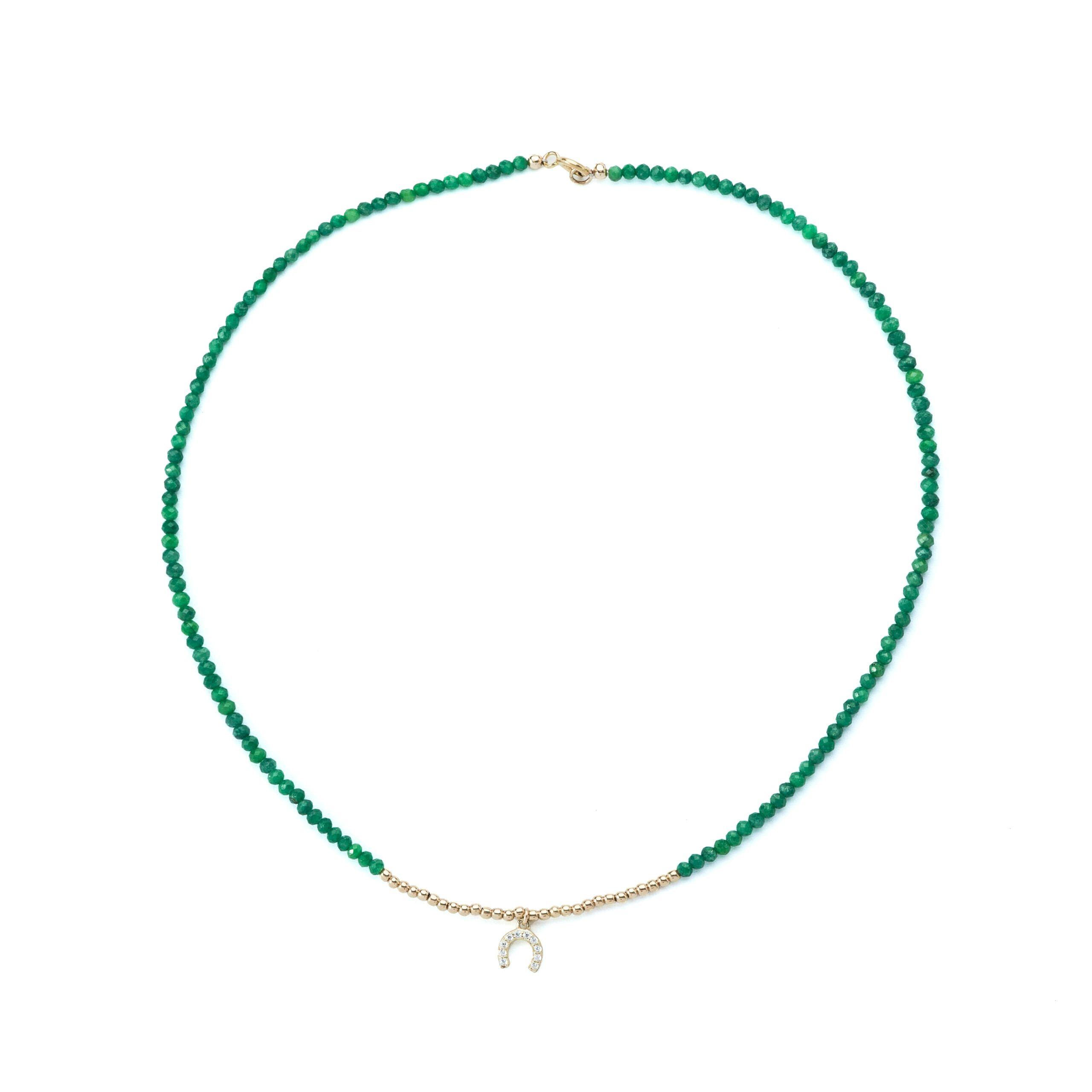 Collar Granate Verde Herradura Plata-1