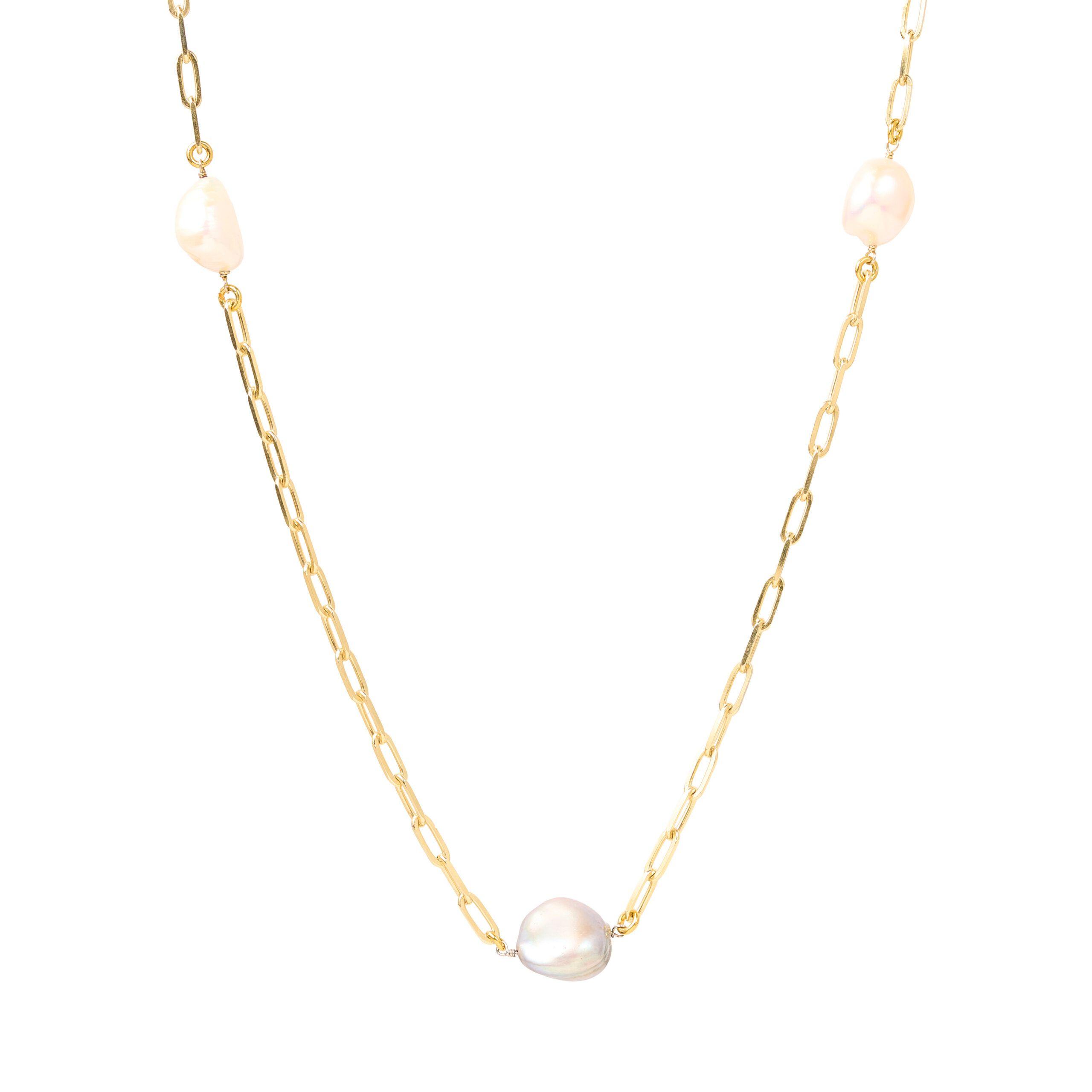 COLLAR ESLABONES Y PERLAS BARROCAS 70CM-0