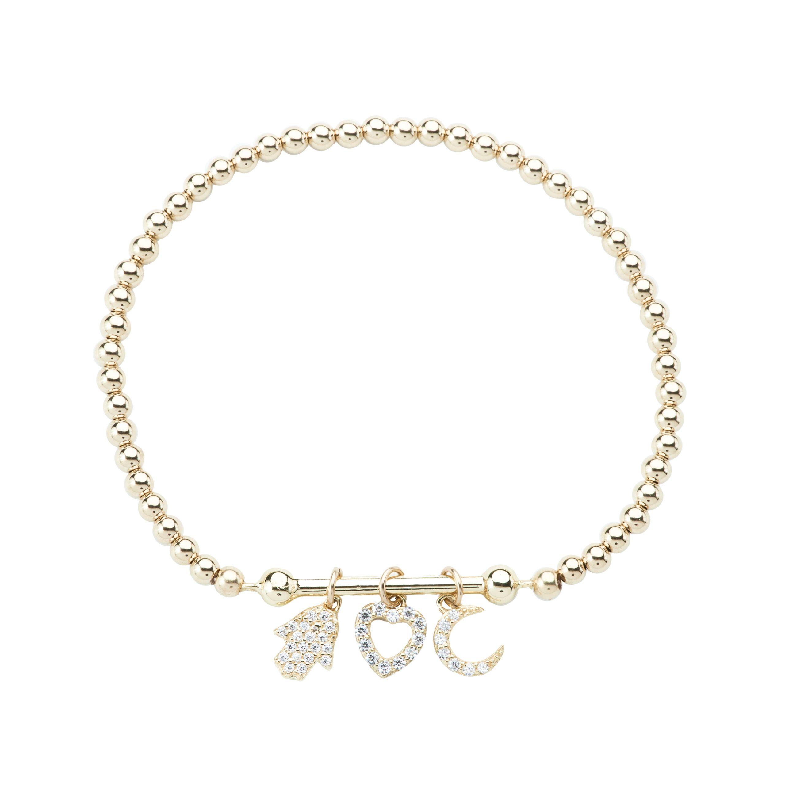 Pulseras 3 Charms Plata  Bolitas 3Mm-2