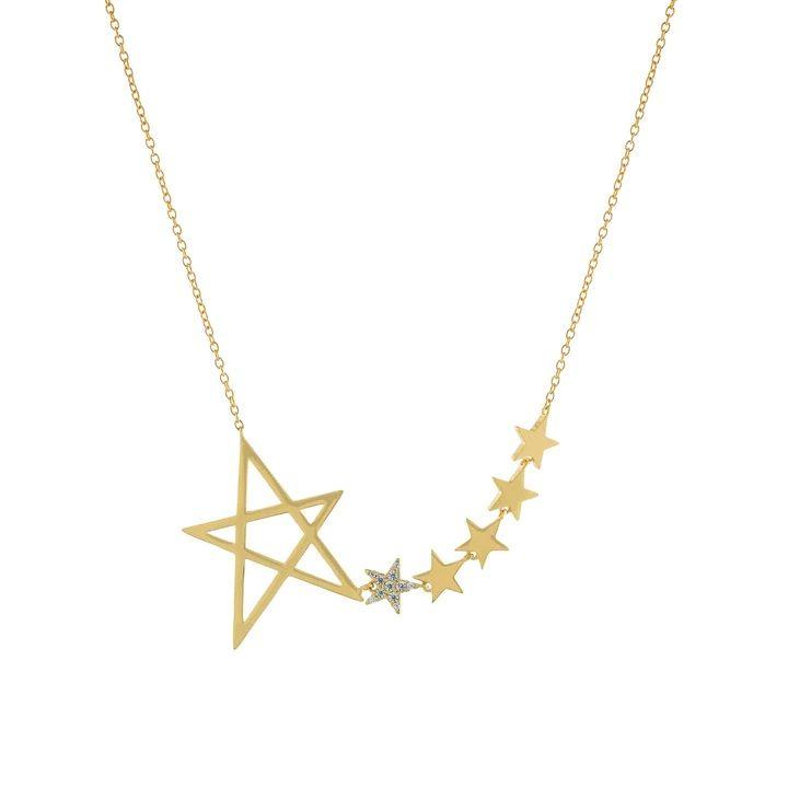 Collar Fran Estrella Grande Y Pequeñas Plata 925 Vermeil-0