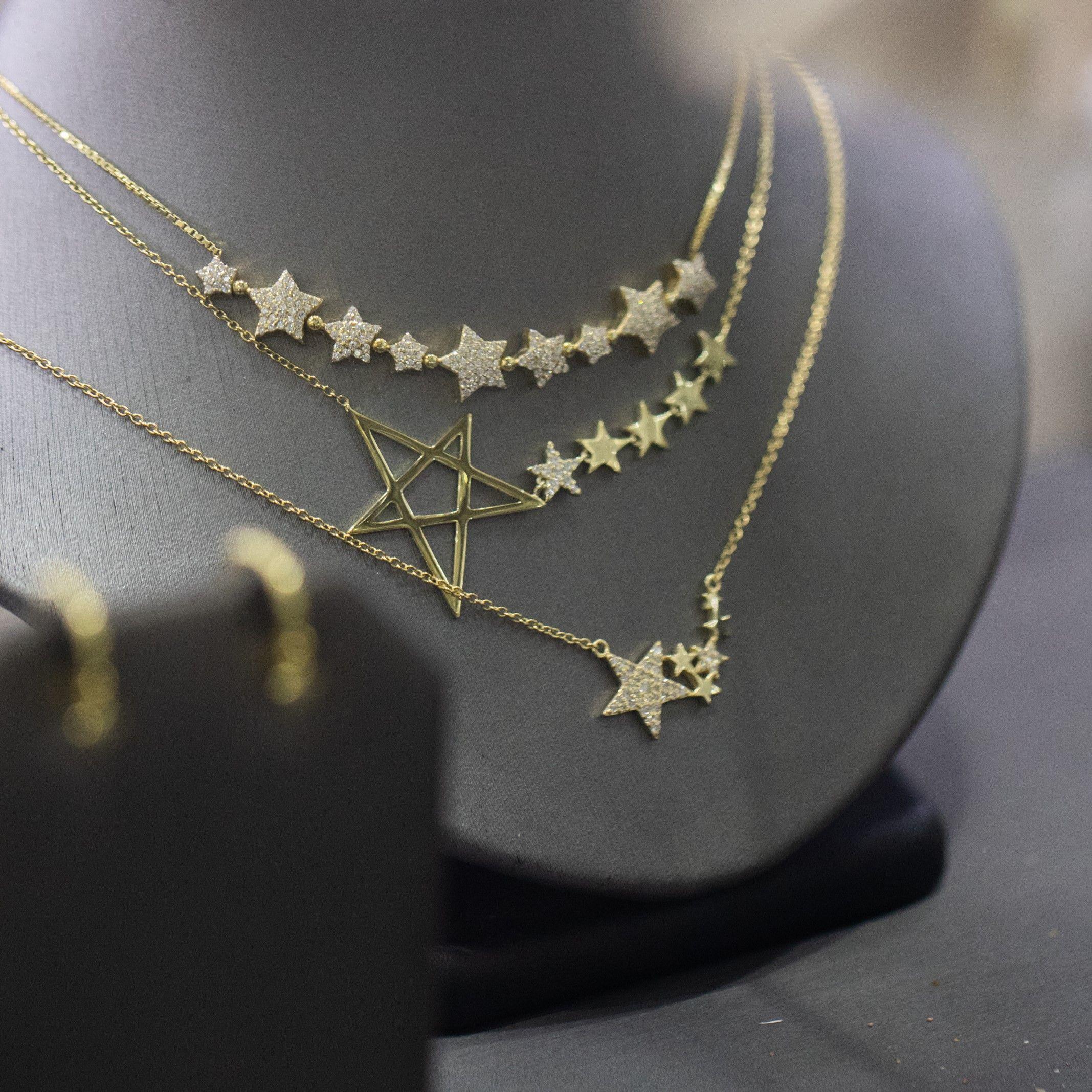Collar Fran Estrella Grande Y Pequeñas Plata 925 Vermeil-3