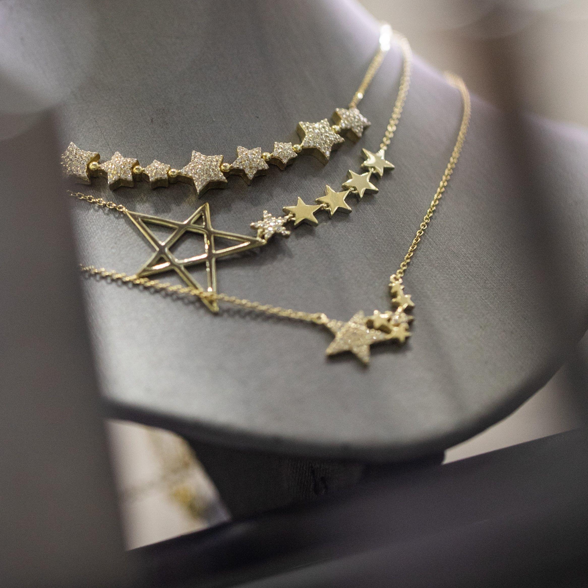 Collar Fran Estrella Grande Y Pequeñas Plata 925 Vermeil-4