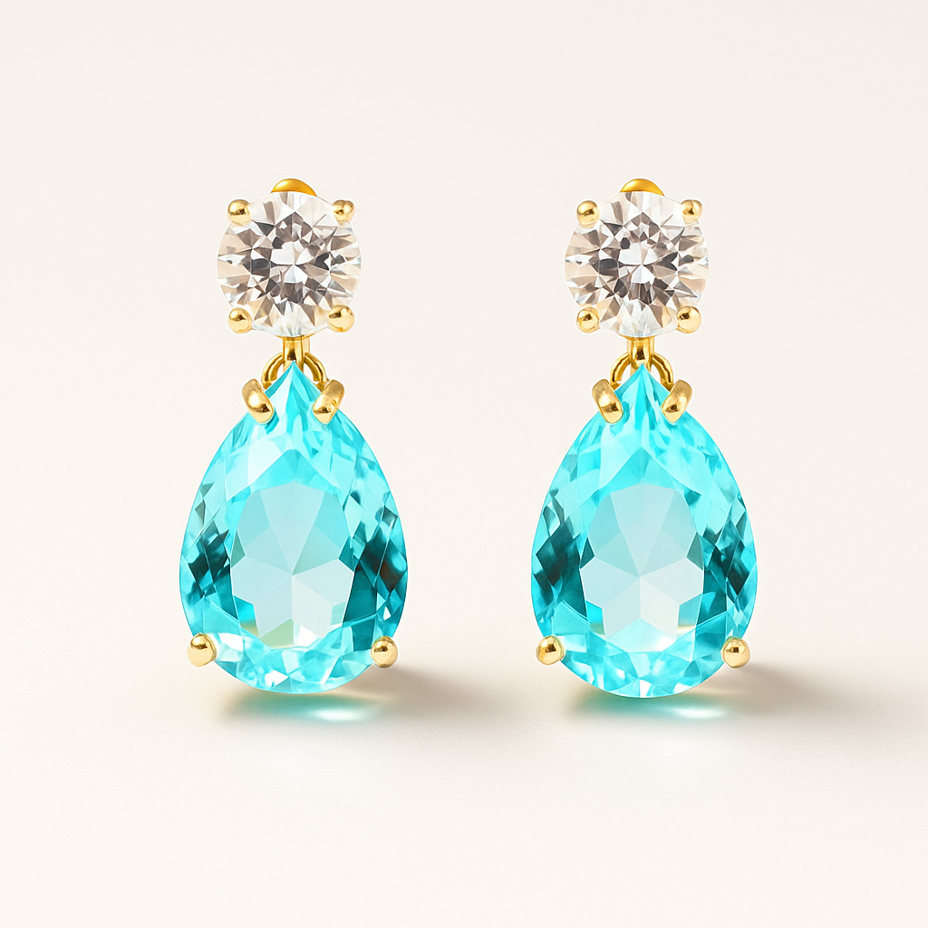 AROS PIEDRAS FACETADA BlANCO - CELESTE-2