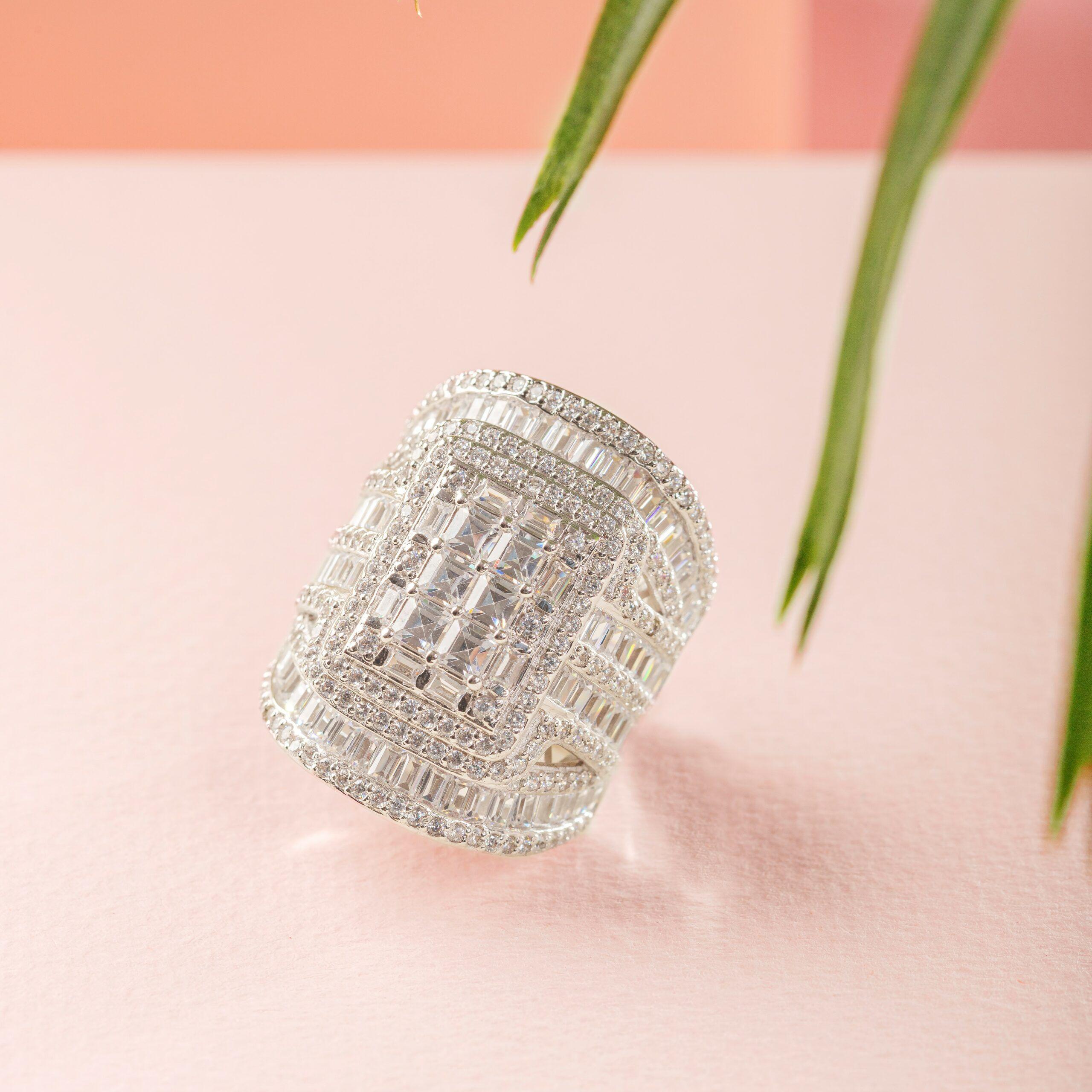 Anillo Circones Baguette Plata 925 #14-3