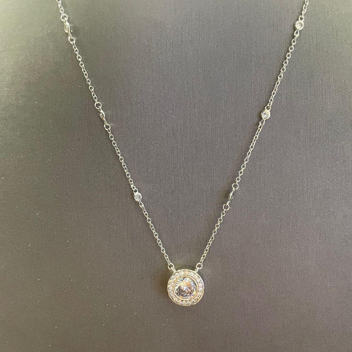 Collar Punto De Luz Con Bisel Pave-1