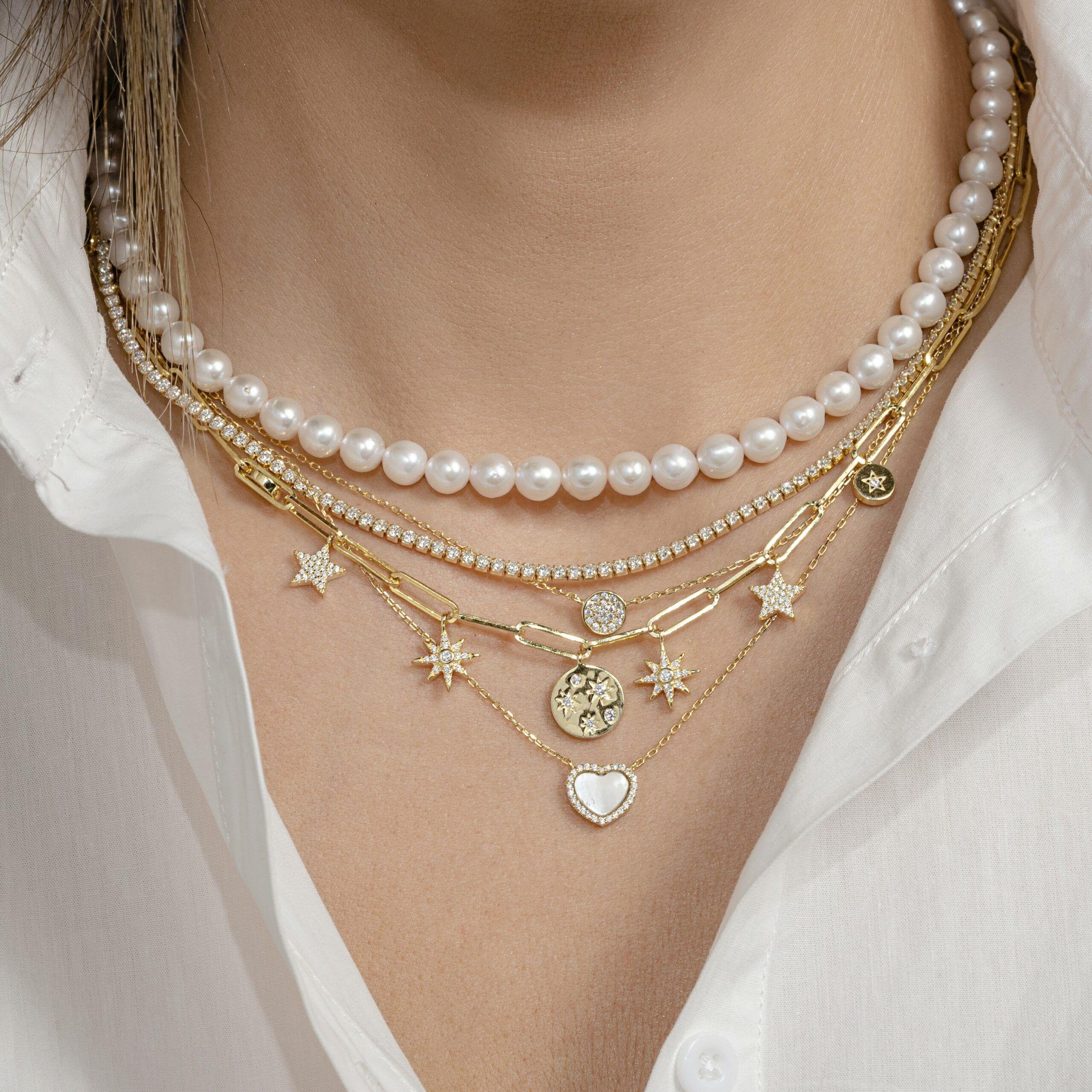 Collar Tennis Plata Vermeil Y Circones - 40 Cm-1