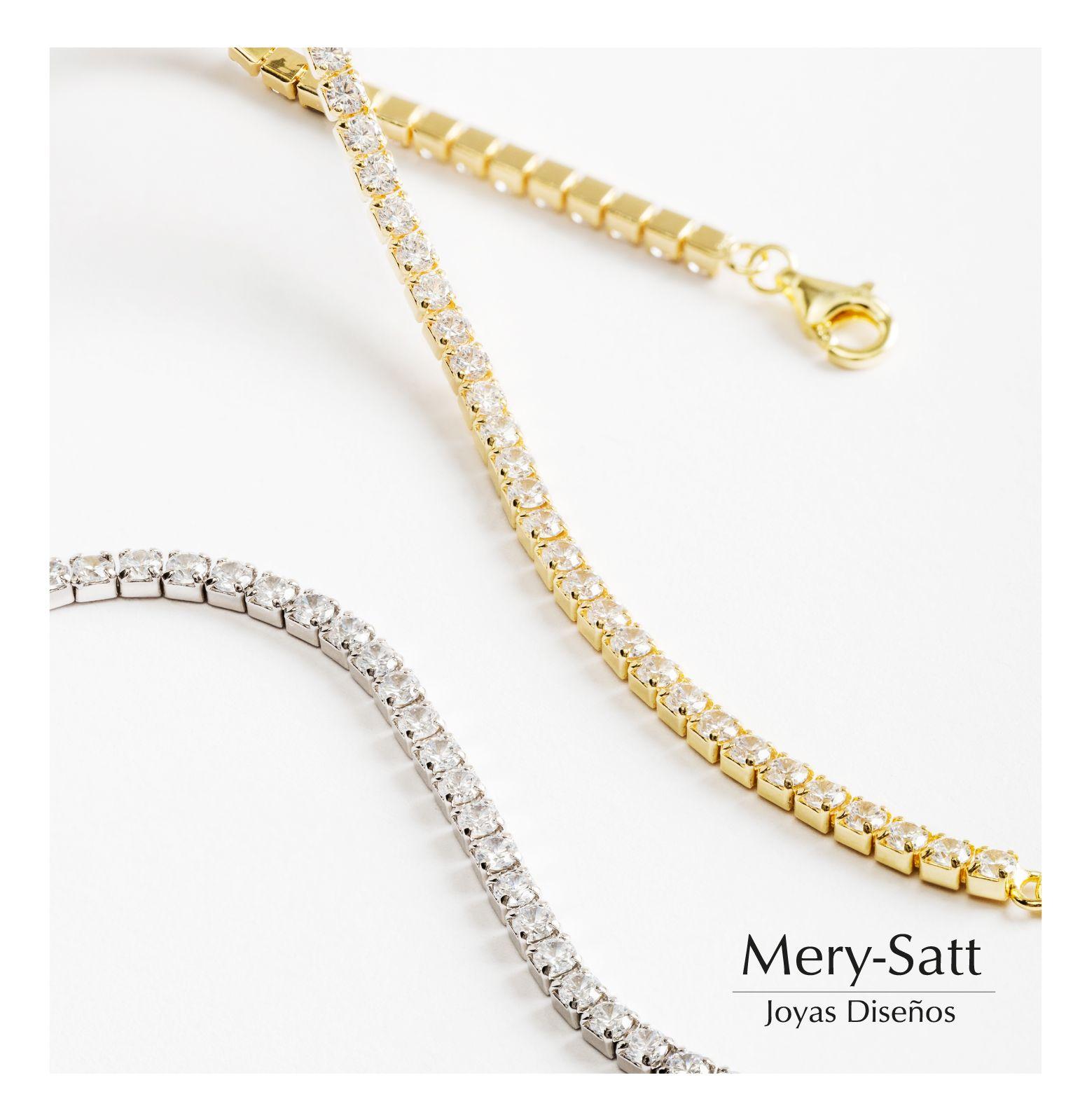 Collar Tennis Plata Vermeil Y Circones - 40 Cm-2