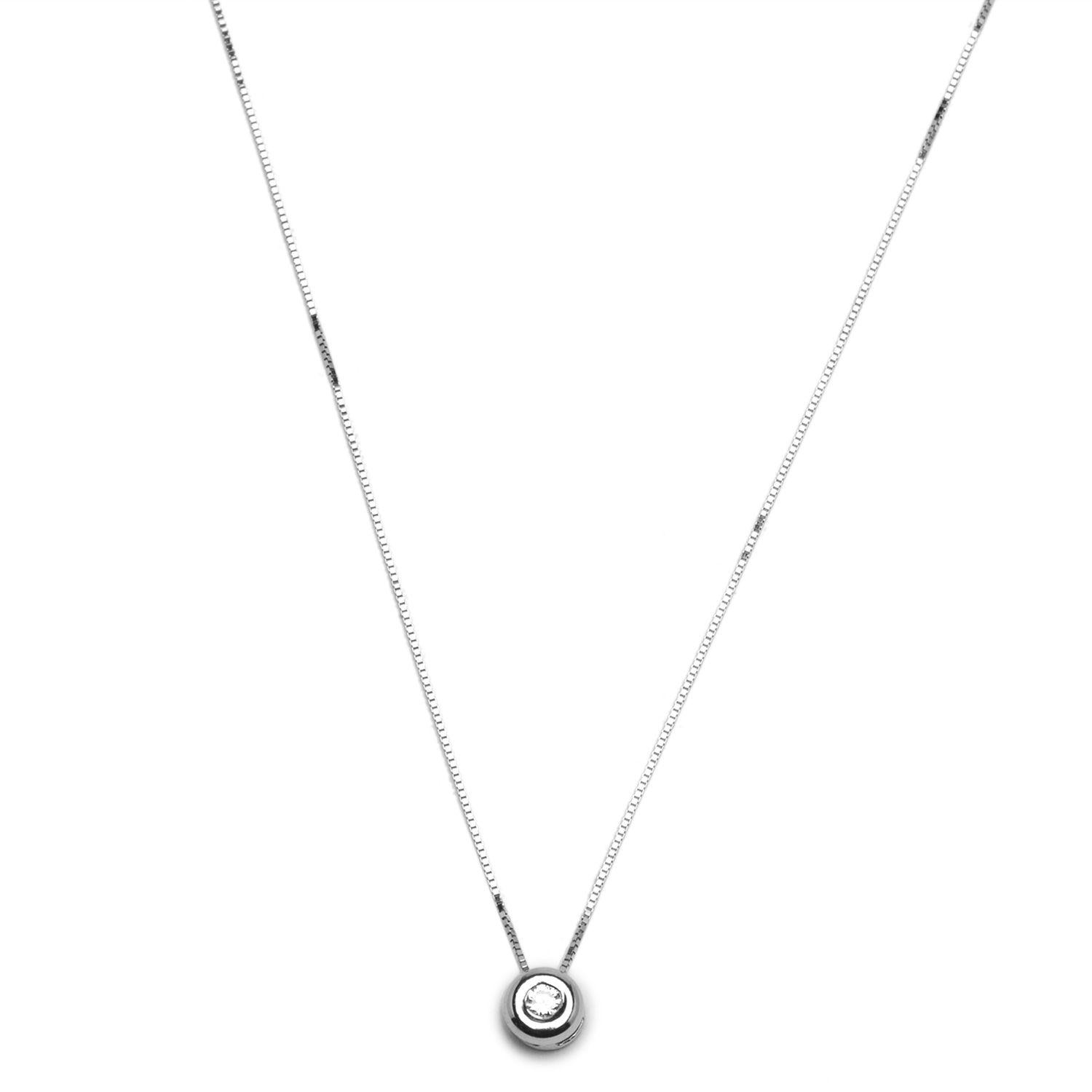 Collar Oro Blanco 18K Punto De Luz Diamante Bisel 0,17Ct-2