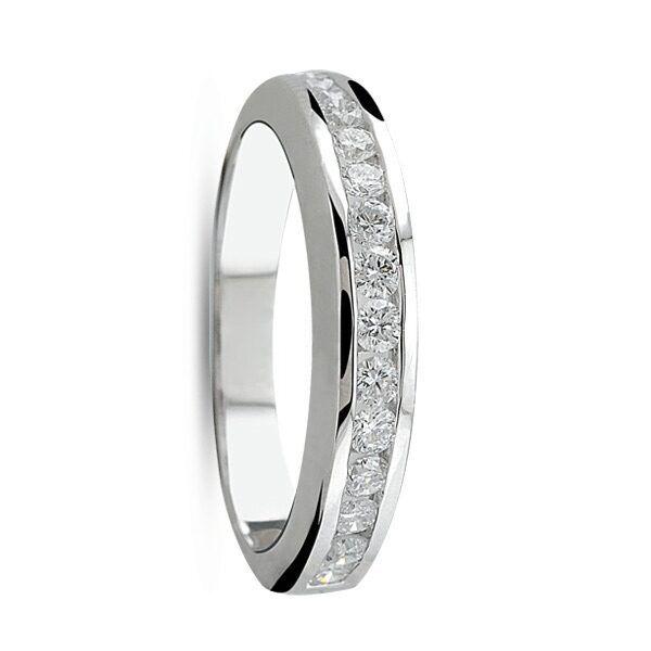 Anillo Medio Cintillo Diamantes Oro Blanco #7.5-0