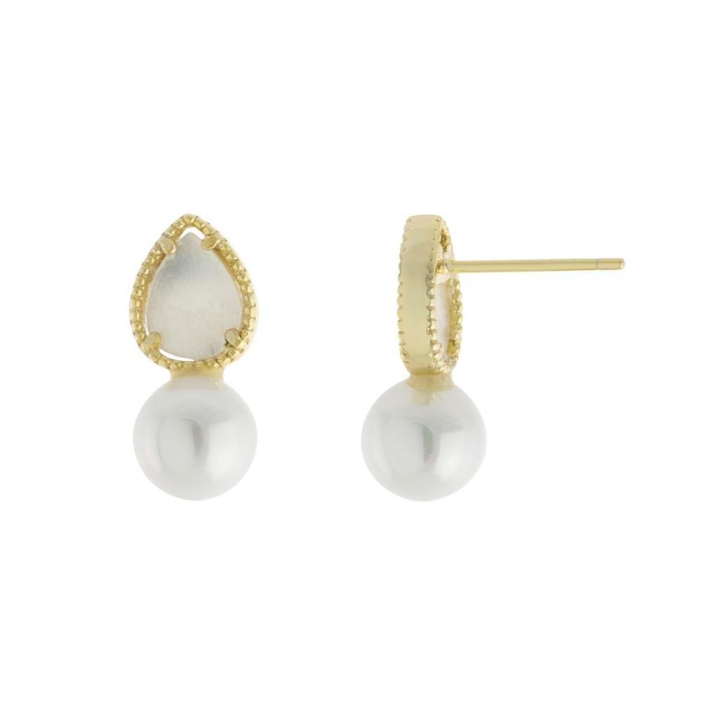 Aros Plata Vermeil Nacar Y Perla 8Mm-0
