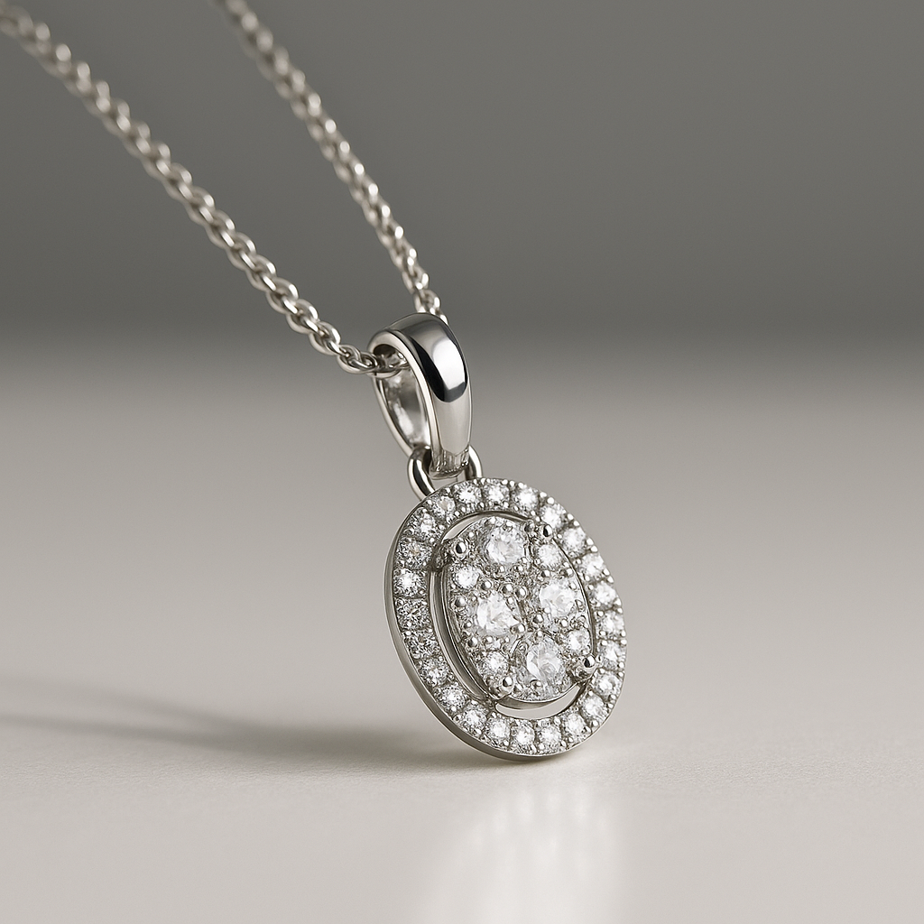 Colgante Oro Ovalado Con Brillantes 0.275Ct-1