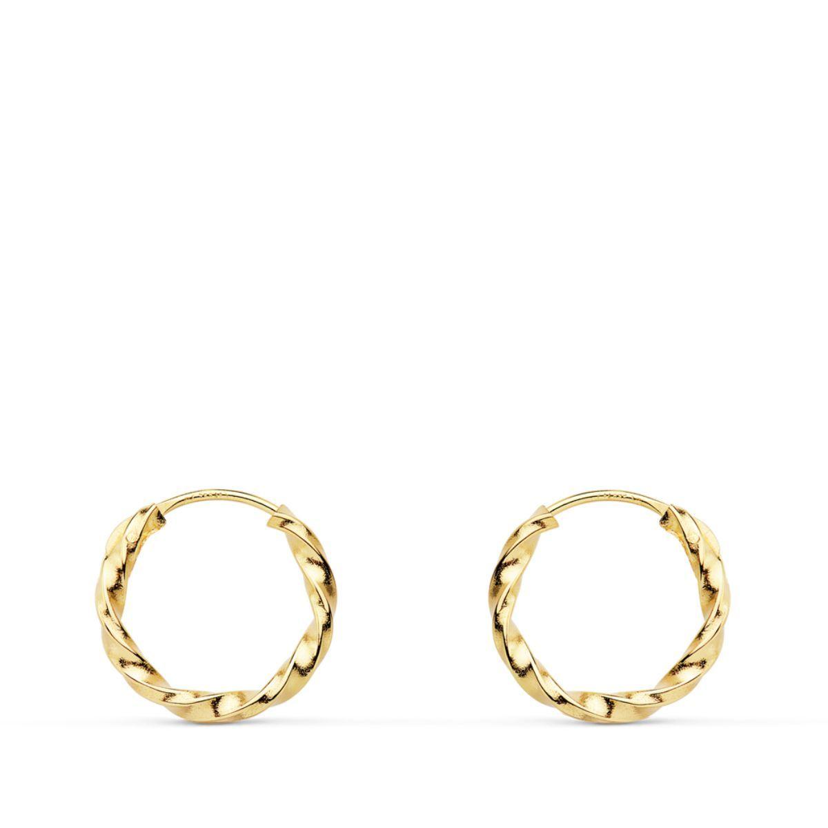 Argollitas Oa 18Kt  Retorcidas. 1.5 X12Mm-0