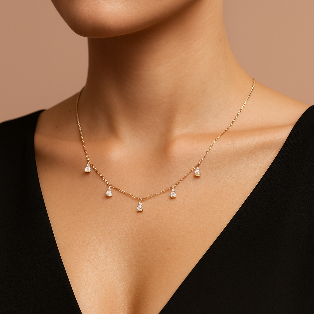 COLLAR DIAMANTES ORO AMARILLO GOTITAS-2