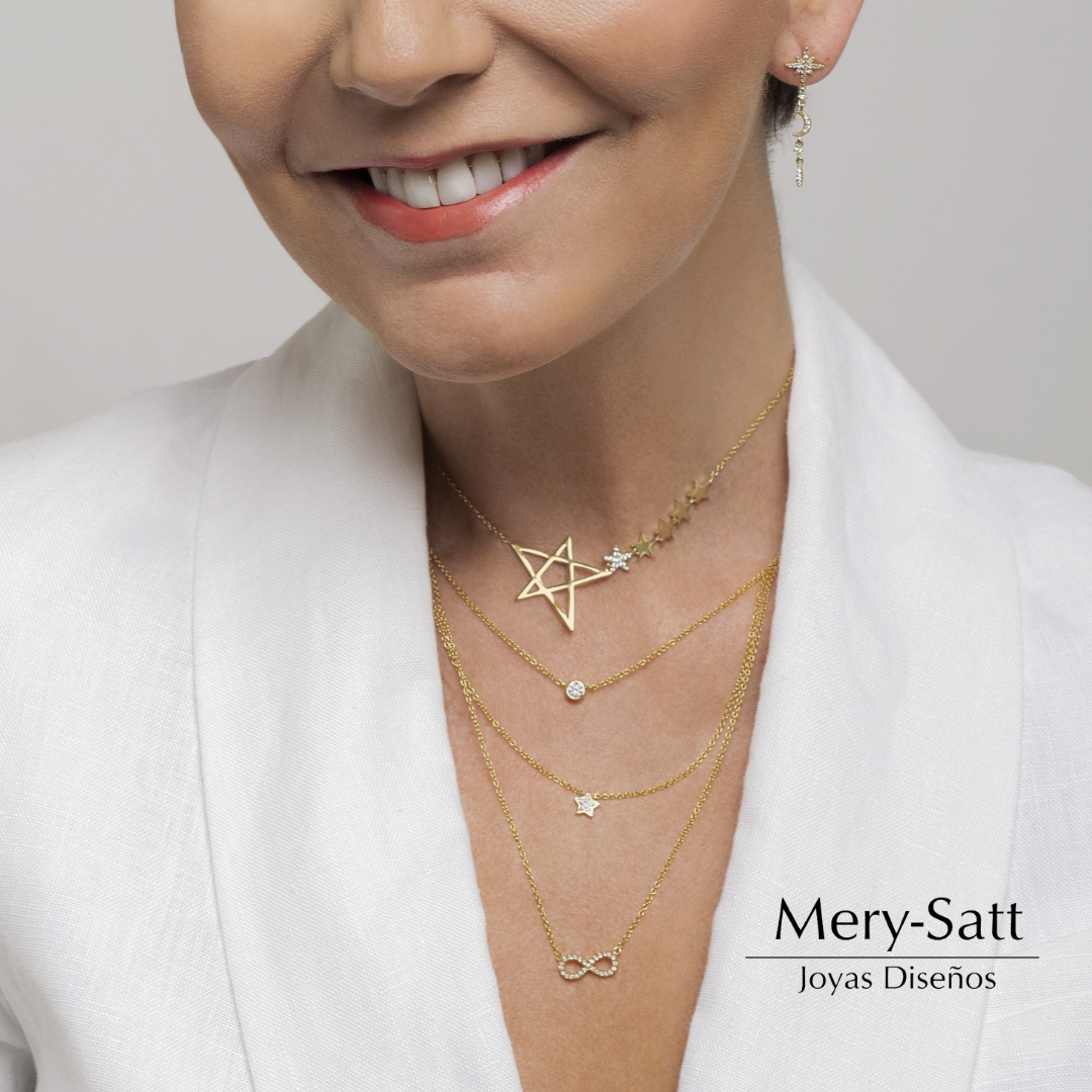 Collar Fran Triple Estrella Infinito Plata Vermeil 925-1