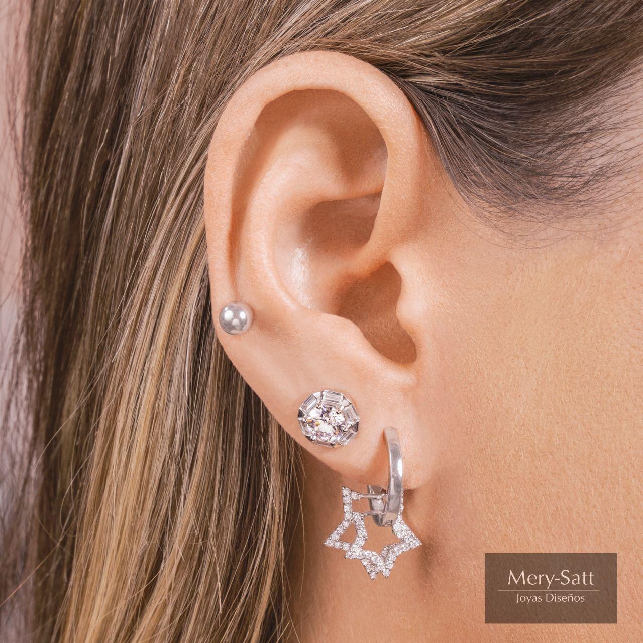 Aros Hexagono Cz Baguettes Plata Sr-2