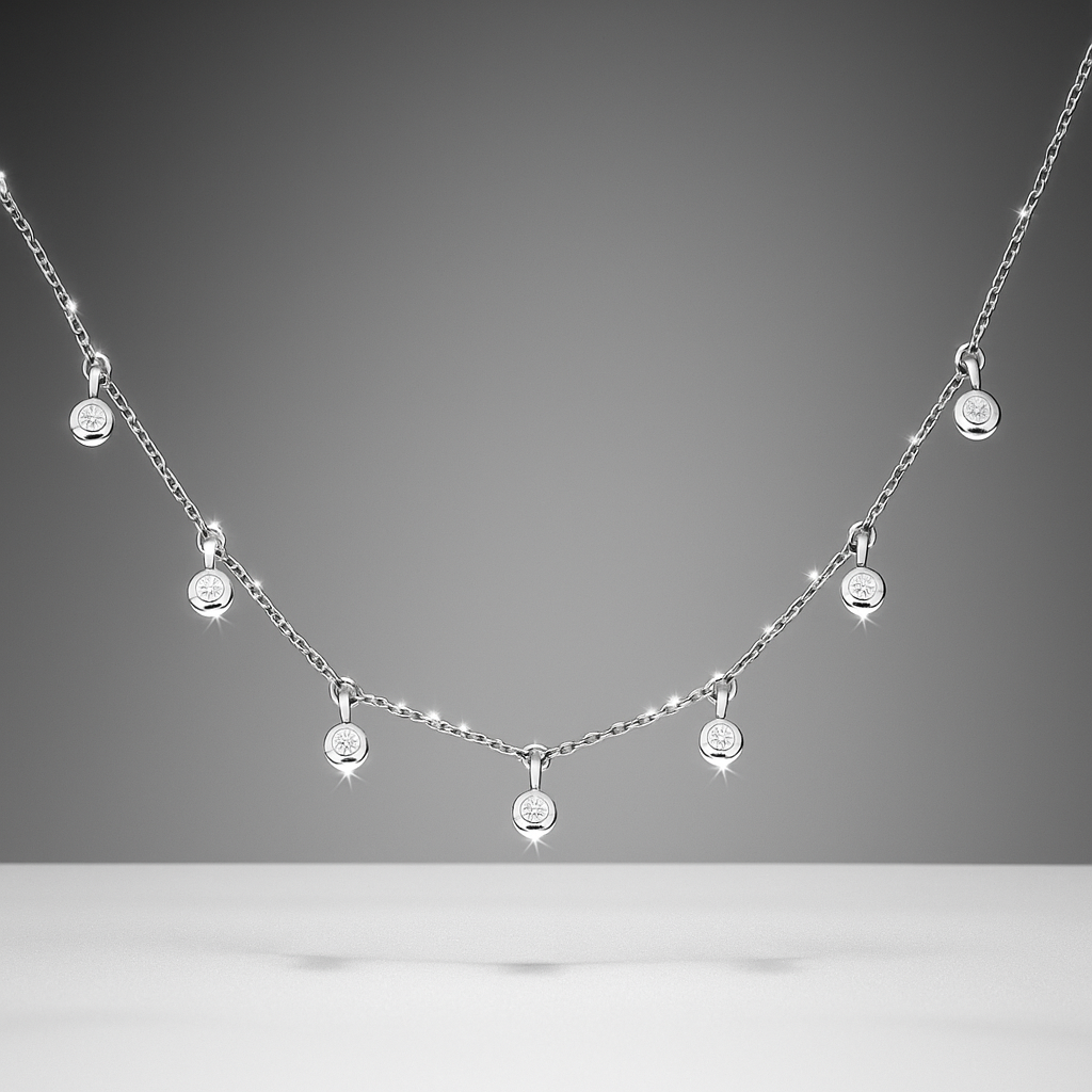 Collar Oro con 7 Diamantes Bisel-0