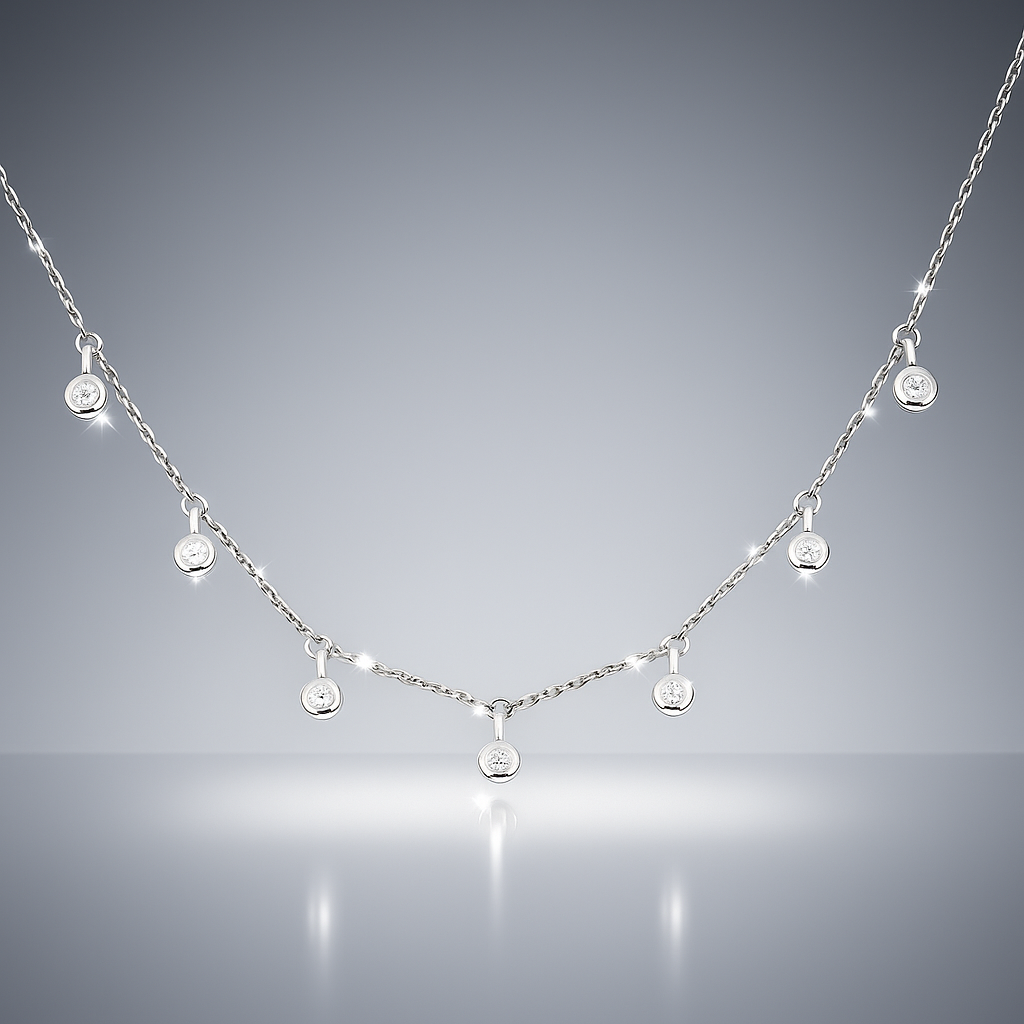 Collar Oro con 7 Diamantes Bisel-1