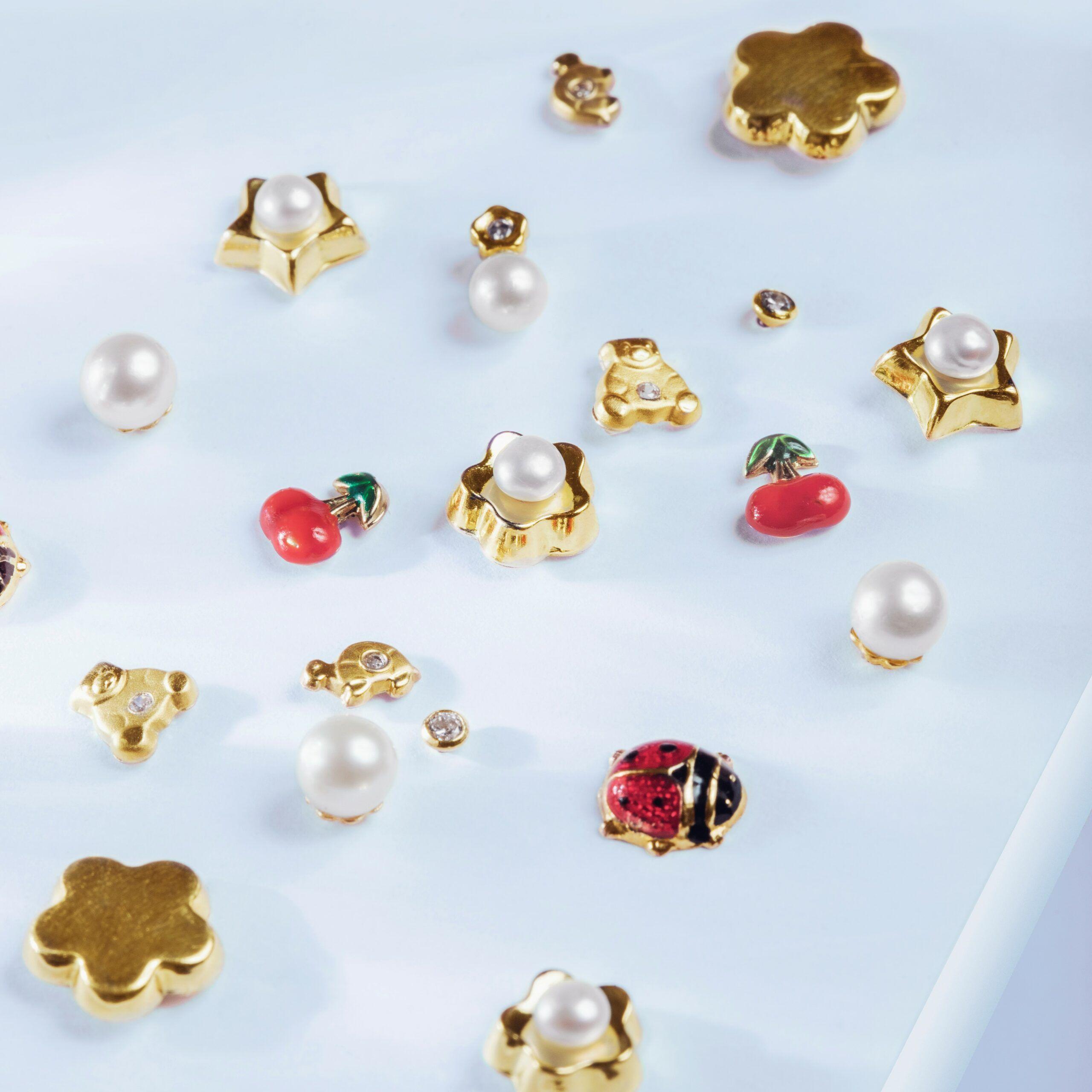 Aros Ositos Circón Oro Amarillo 18K - 5.5X5.5Mm-2