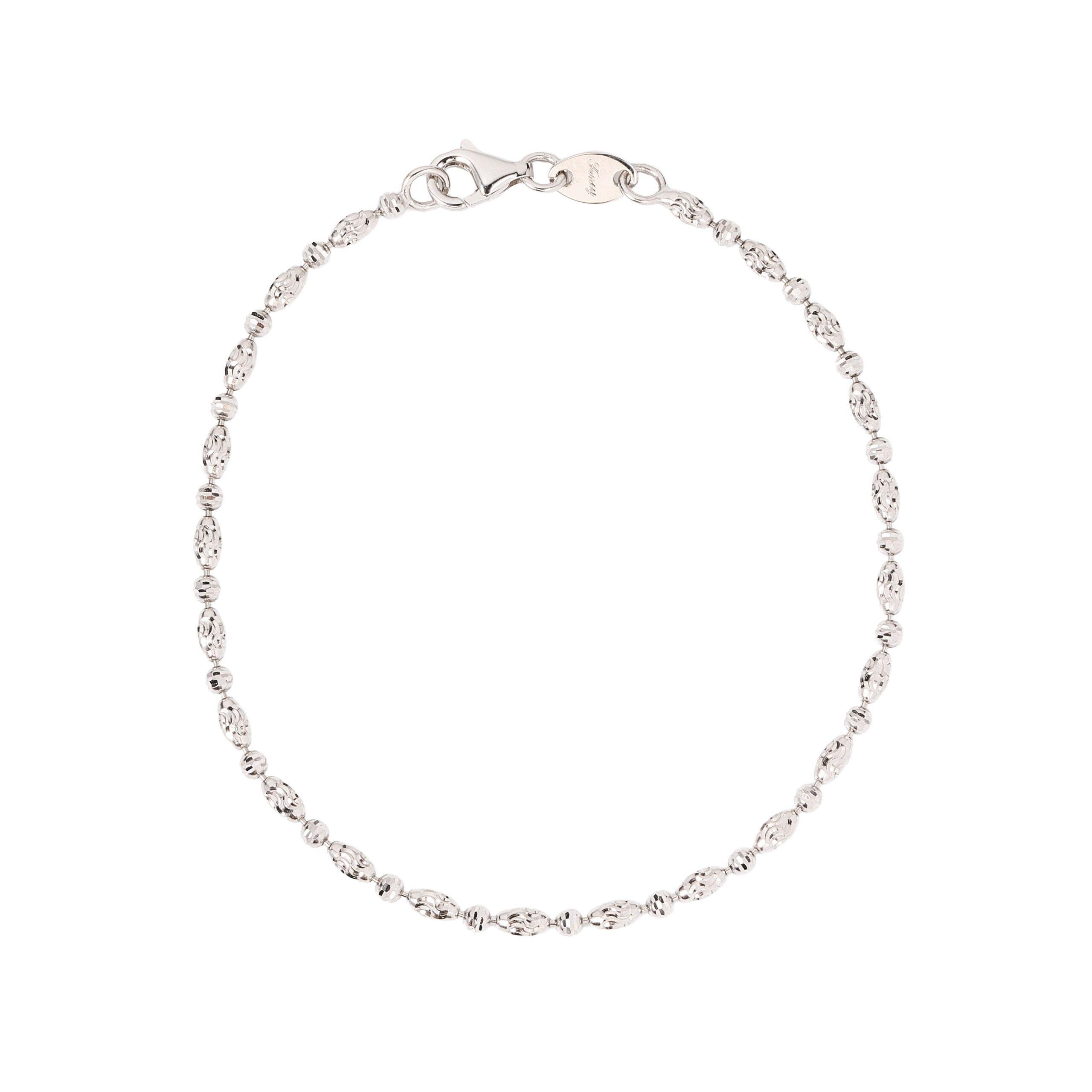 PULSERA ORO BLANCO 18K BOLITA DIAMANTADA-0