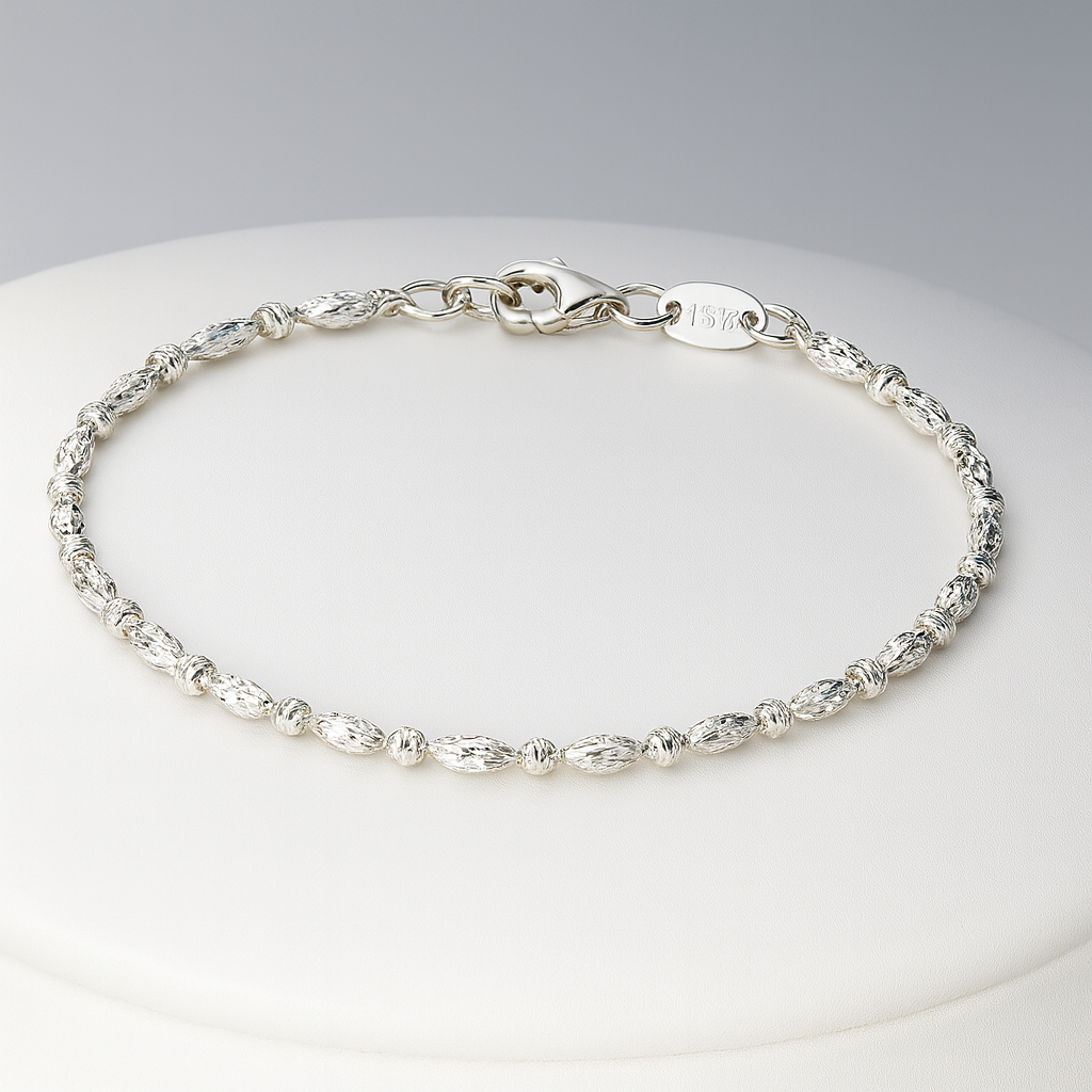 PULSERA ORO BLANCO 18K BOLITA DIAMANTADA-1