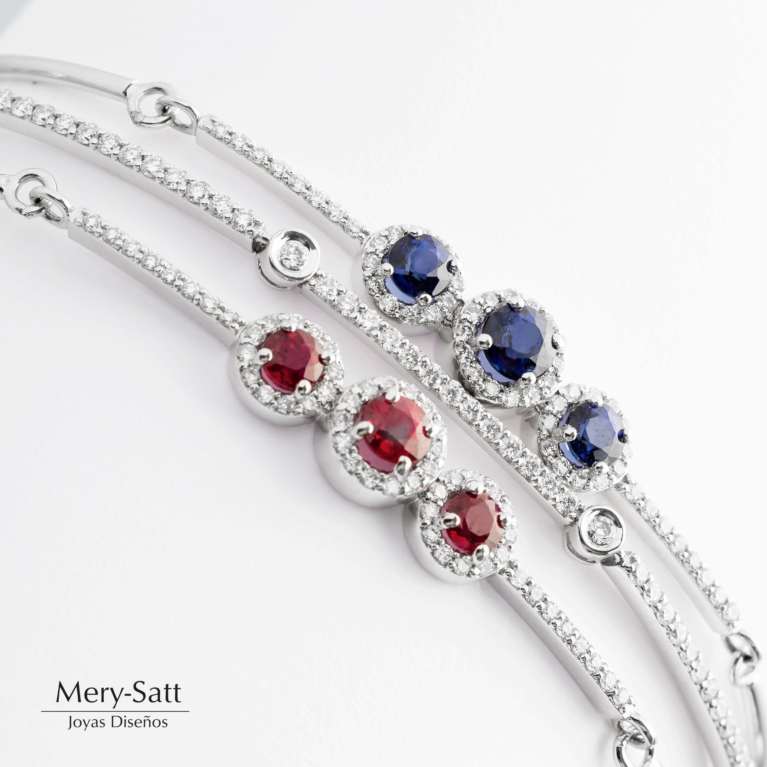 Pulsera Rubí Y Brillantes Oro Blanco 18K-3