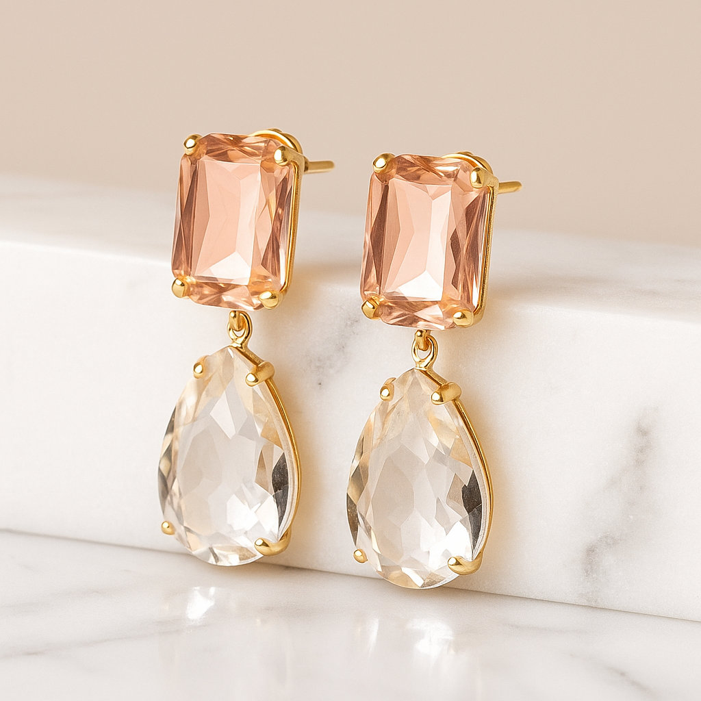 Aros en Rosa  y Gris  en dorado-1