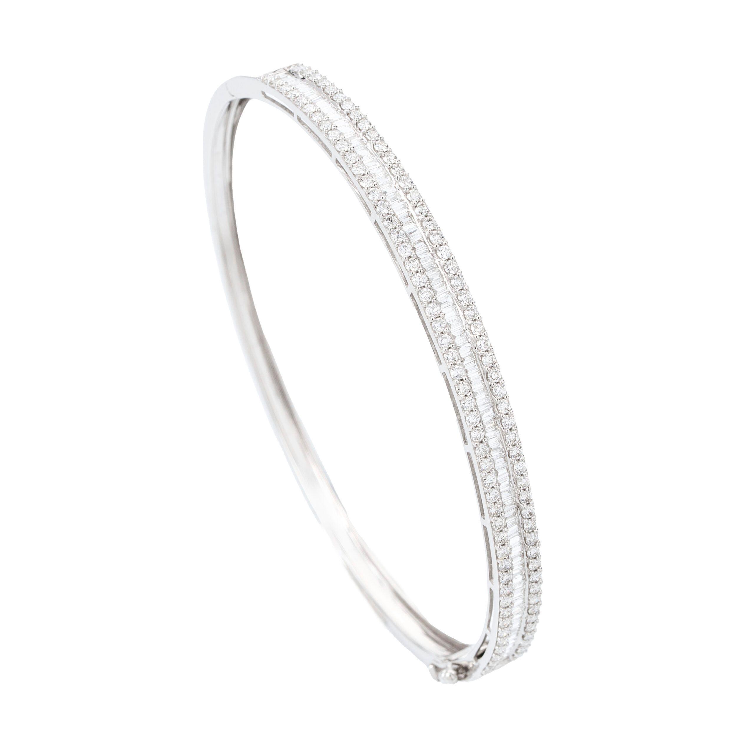 Esclava de Oro Blanco 18k con Baguette-2