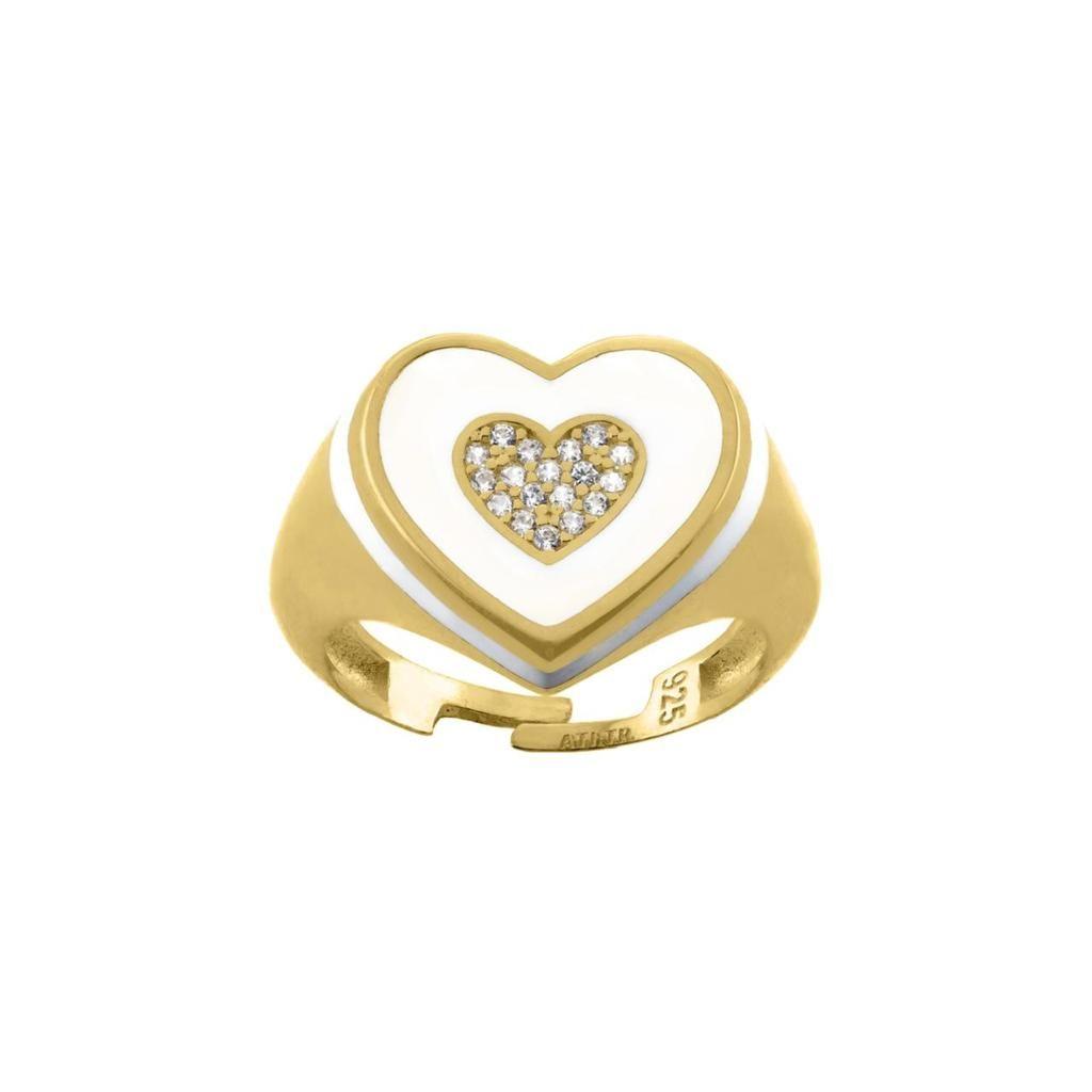 Anillo Vermeil Corazon Blanco Cz-0