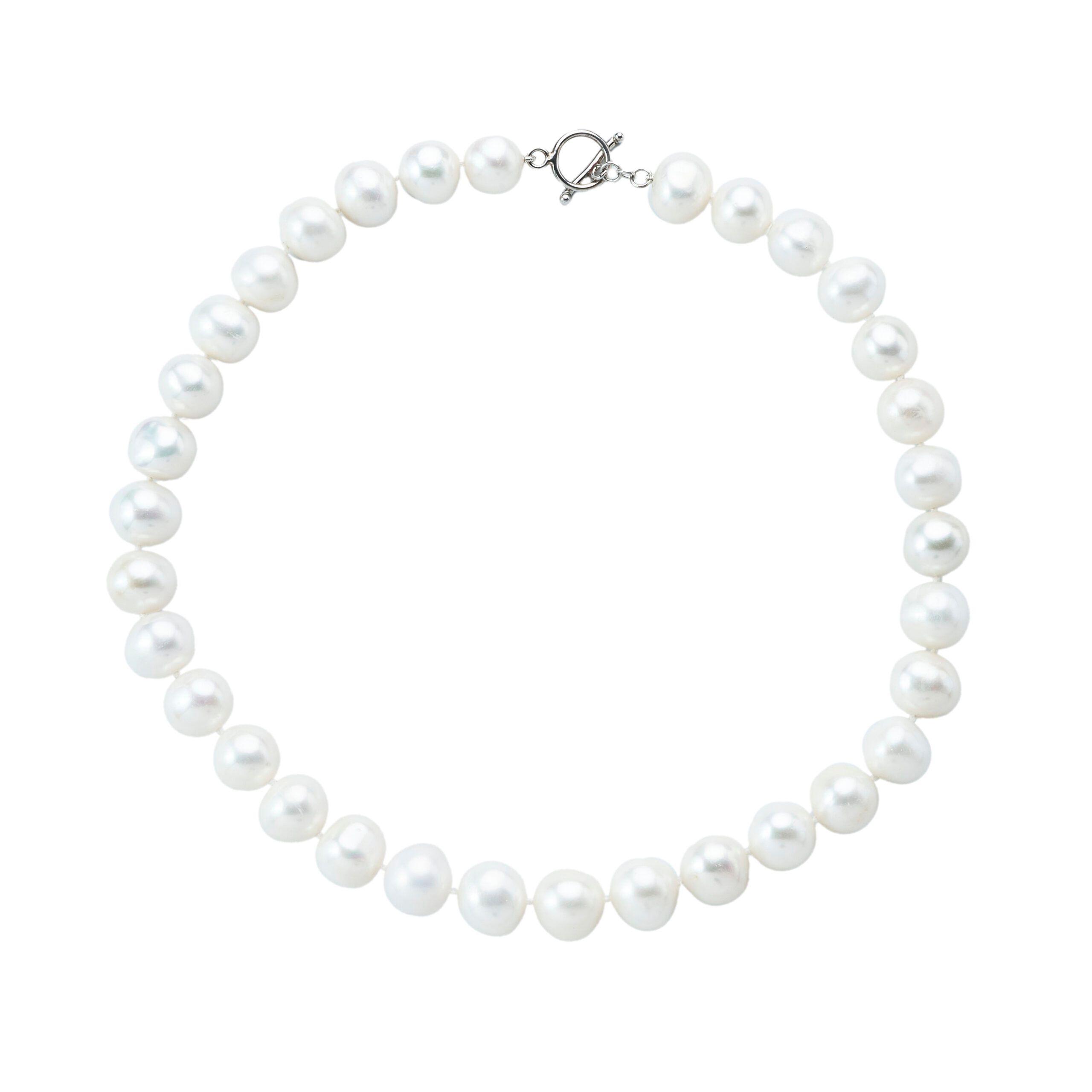 Collar Perlas Naturales 12 Mm  Broche Plata-0