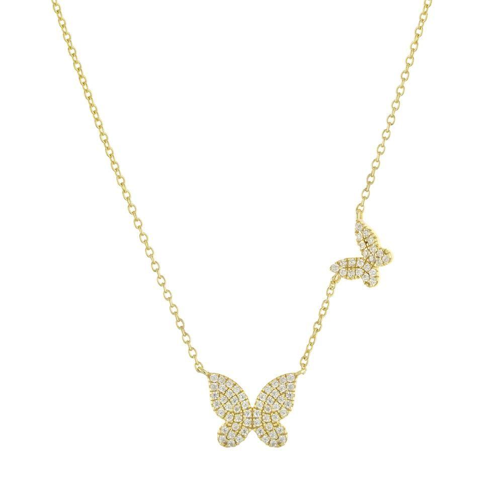 Collar Mariposas Doble Plata 925 Vermeil Oro 18K Y Circones-1