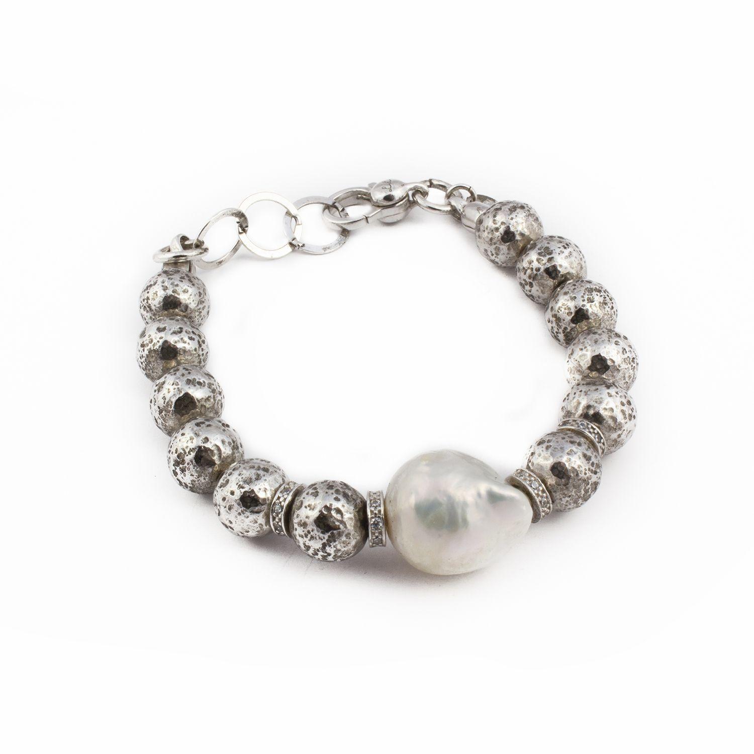 Pulsera Bolita Martillada Plata-0