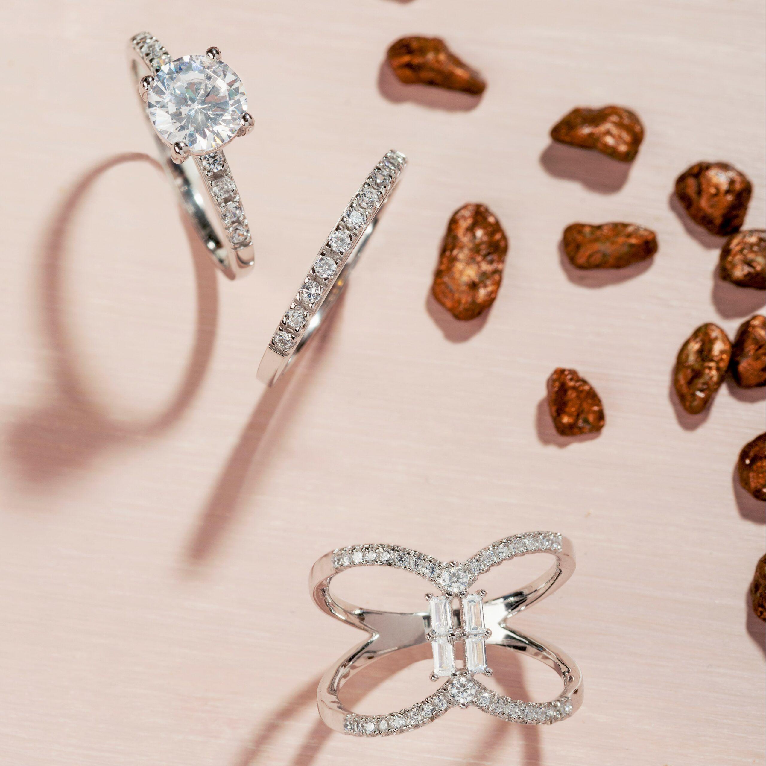 Anillo Plata Doble Cz Gran Solitario #18-2