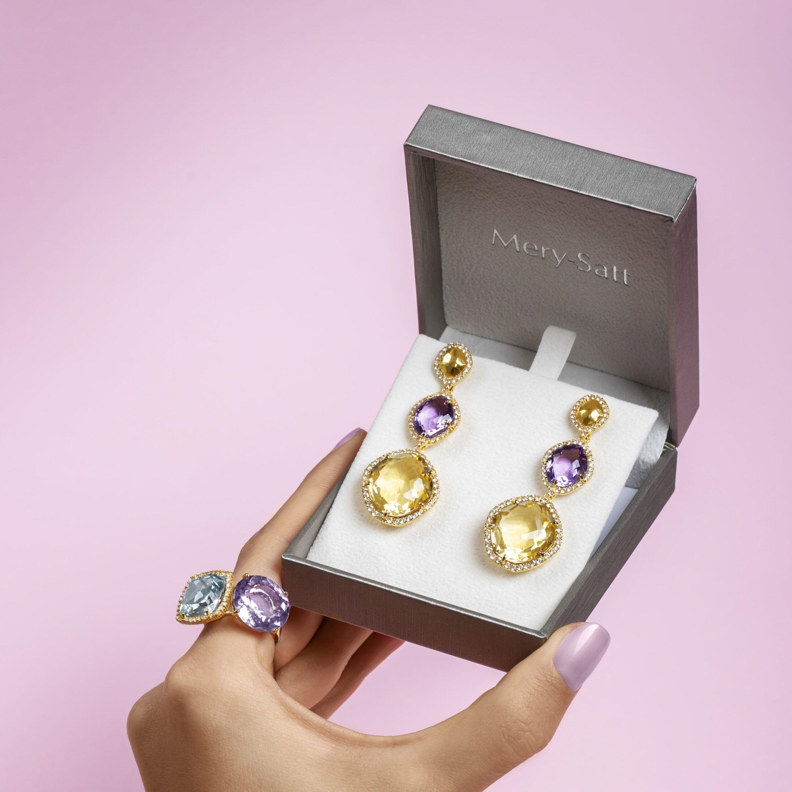 Aros Vianna Piedras Naturales Amatista Y Citrino-2