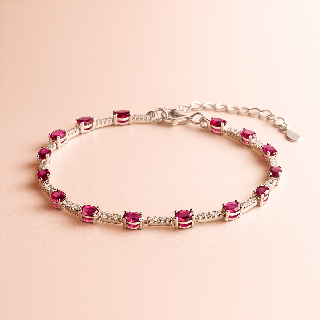 Pulsera Natural Rubíes estilo Tenis en Grifa-2