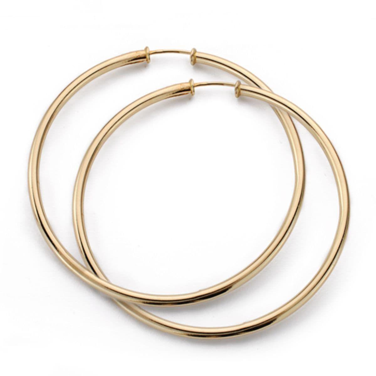 Argollas Xl Oro Amarillo 18Kt Forma De Tubo - 65Mm-0