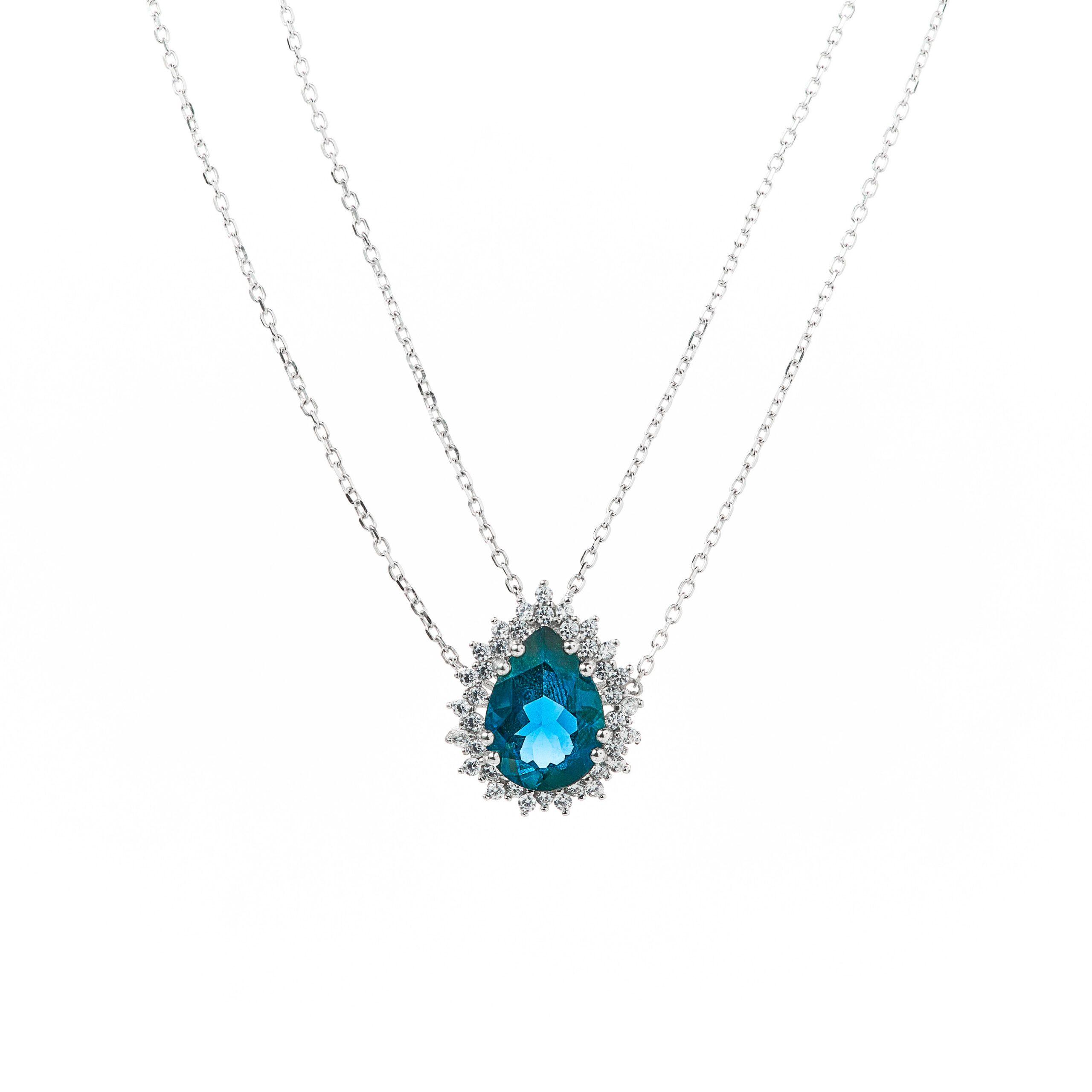 Collar blue Topaz en Forma de Gota-0