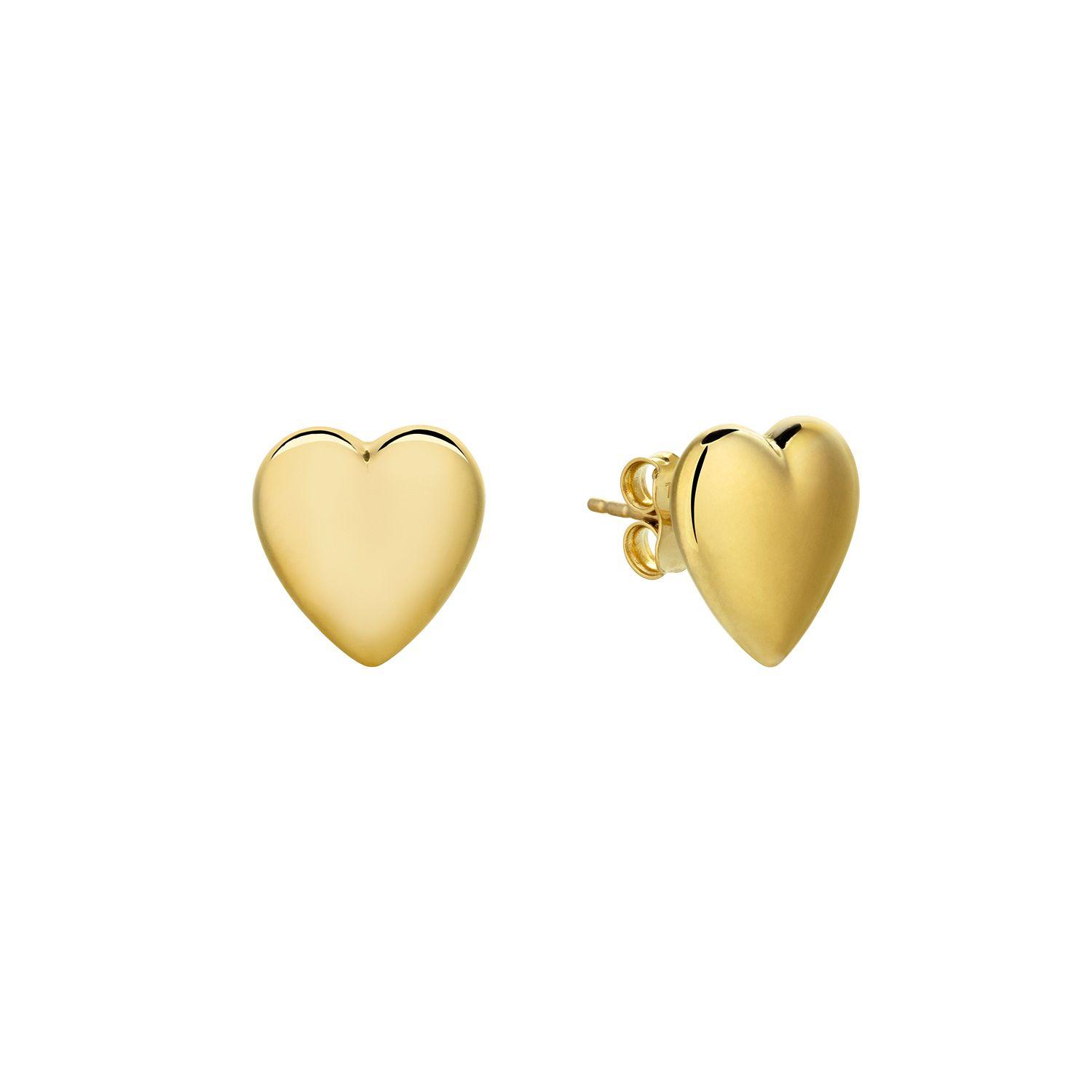 Aros Corazon Oro Amarillo 18K Lisos-0