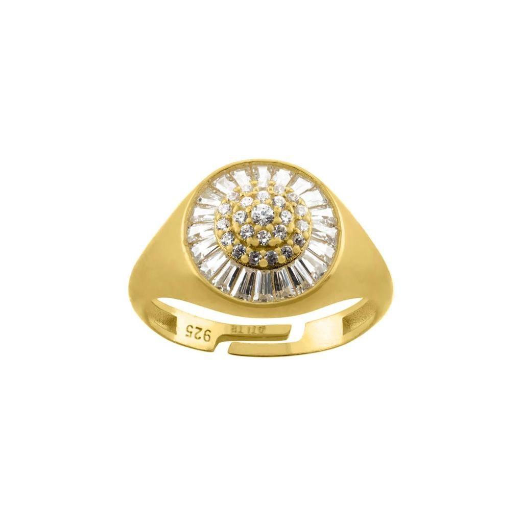 Anillo Vermeil Sello Cz Baguette #14-0