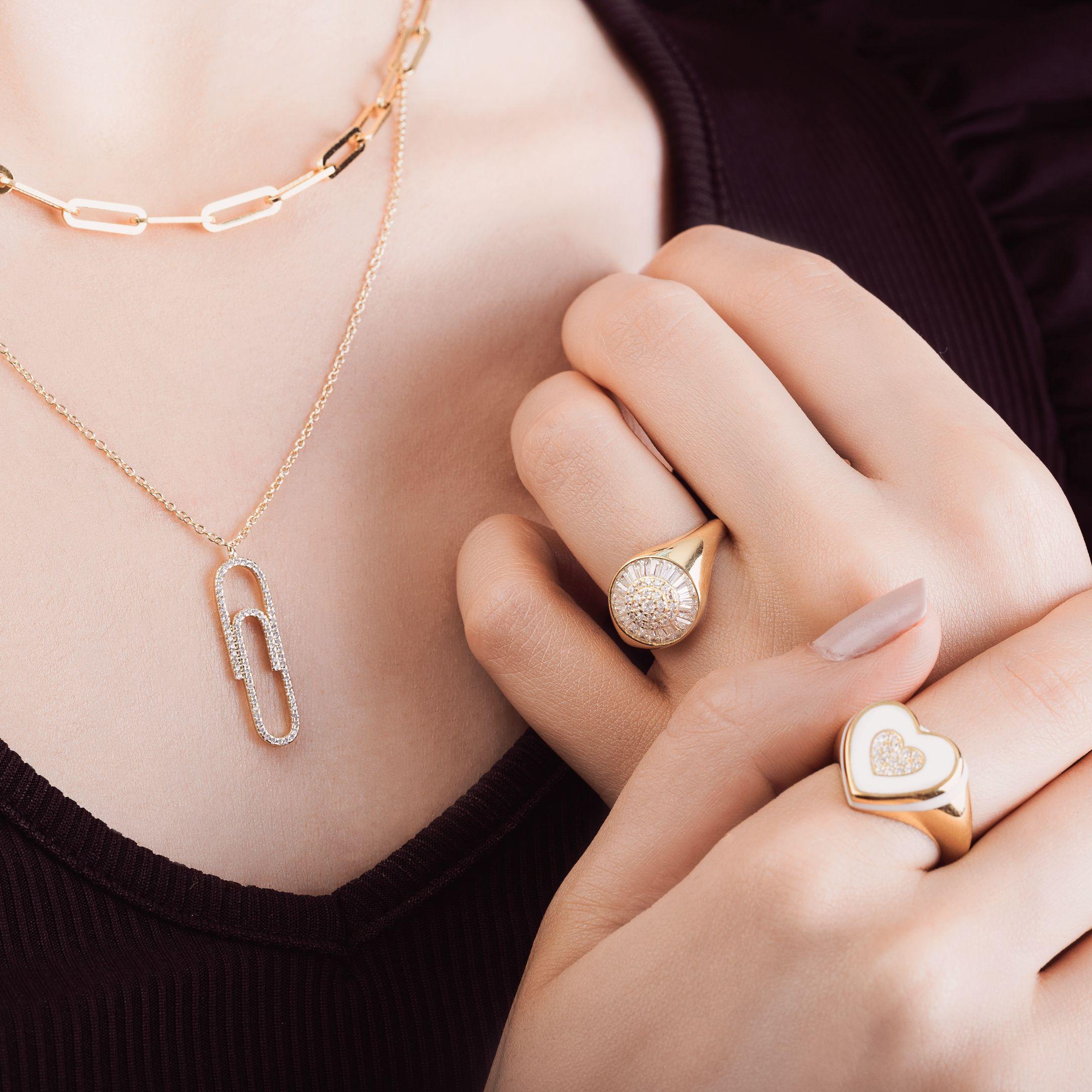 Anillo Vermeil Sello Cz Baguette #14-1