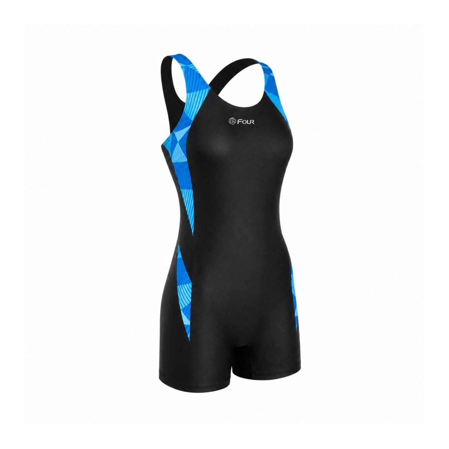 Traje de Baño Natación Mujer Four Hydrofit Negro Azul-2