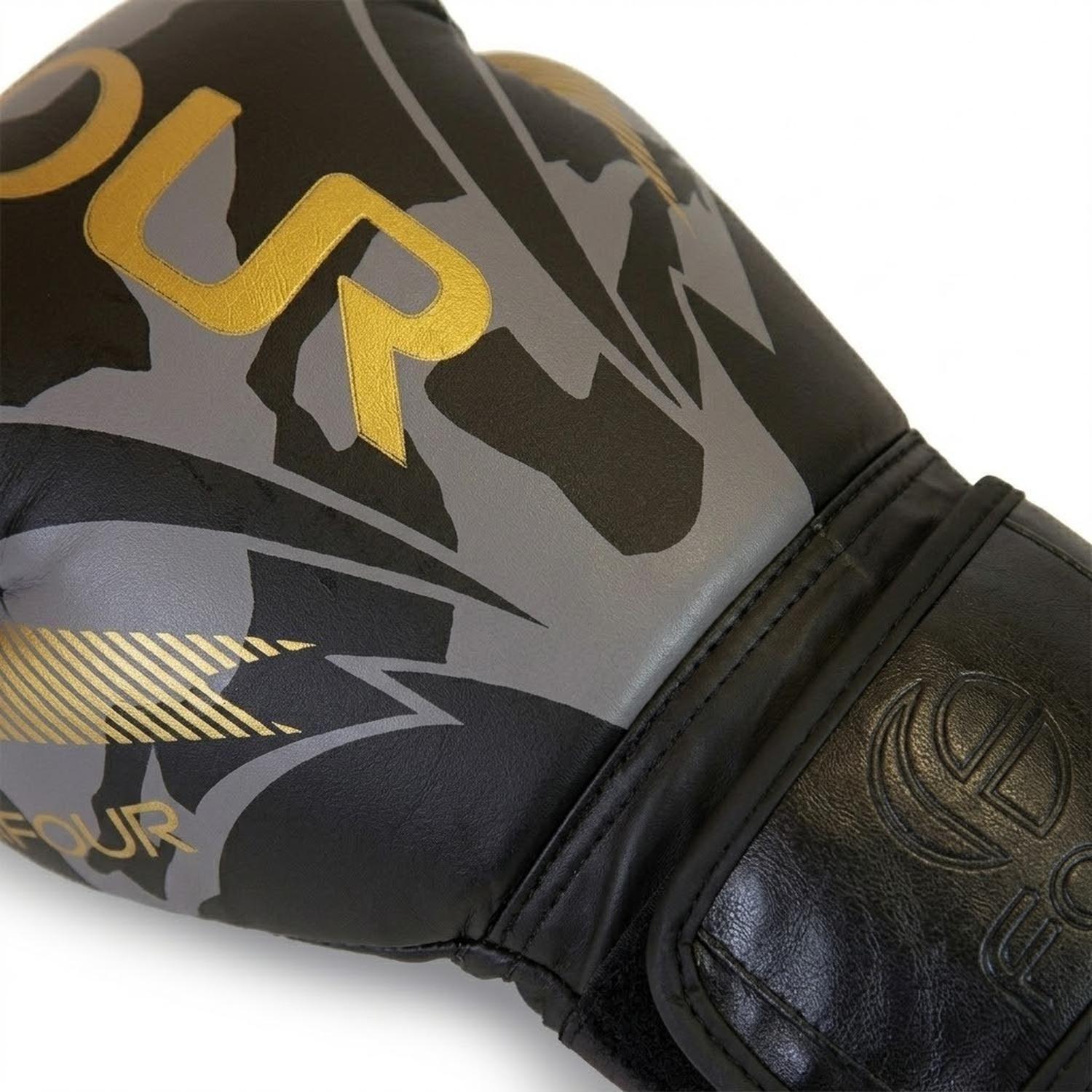 Guantes De Boxeo 10 Oz Four Negro Dorado-2