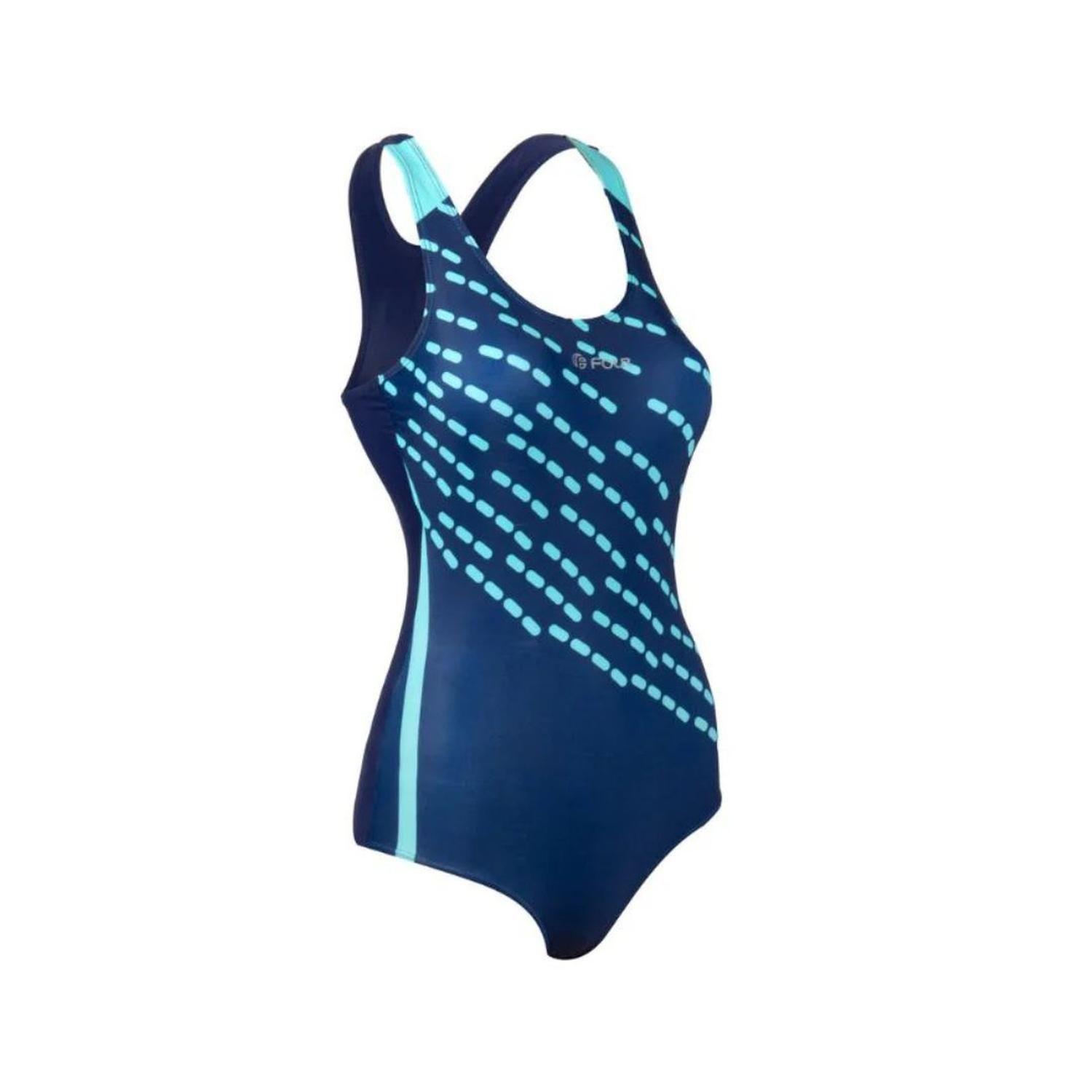 Traje de Baño Mujer Natación - Four Azul Marino Verde-1