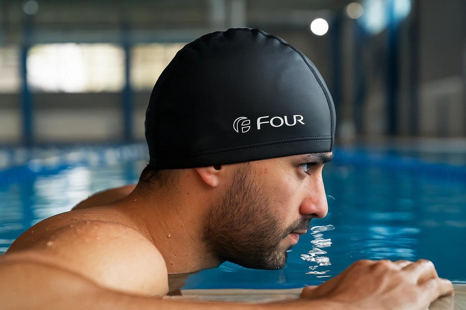 Gorro de Natación Negro Poliflex Adulto Four-3