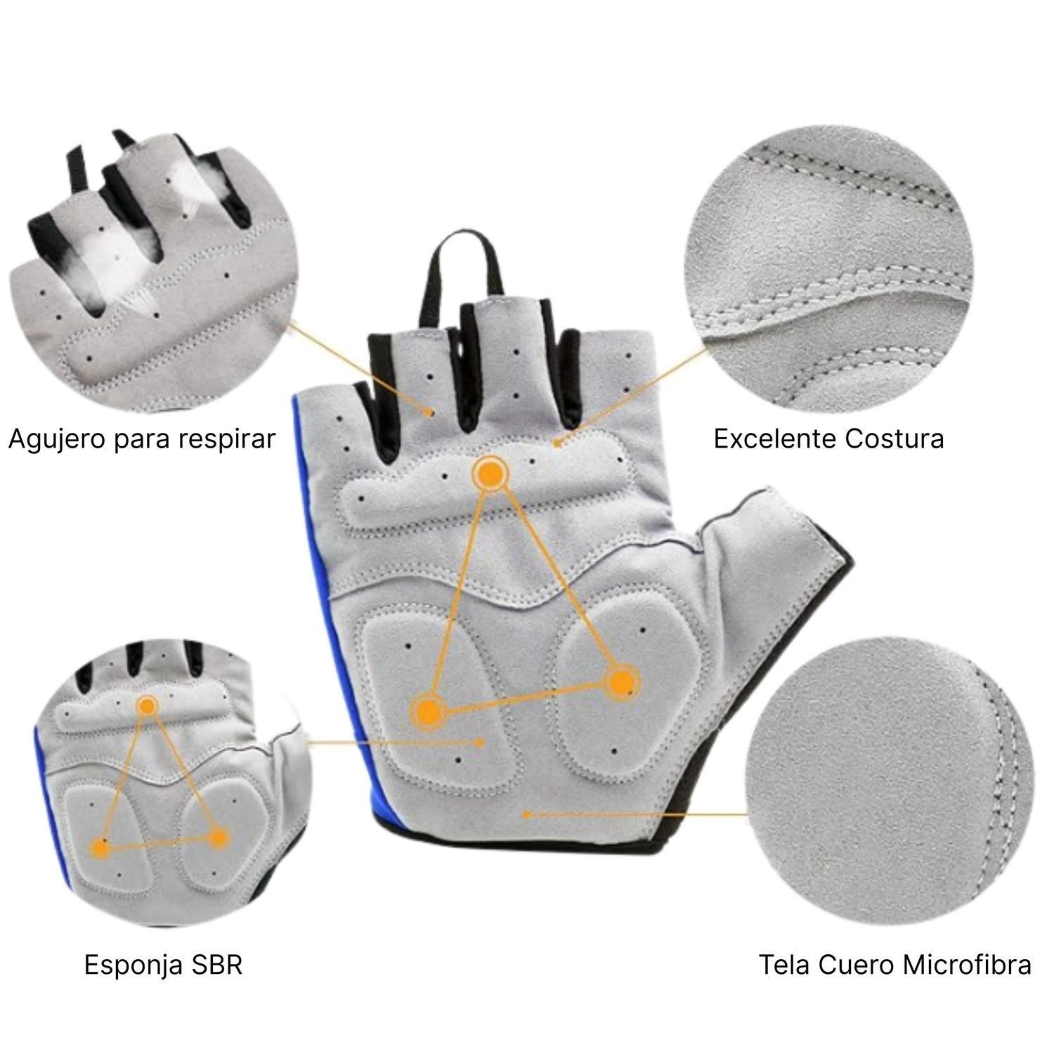 Guantes de Ciclismo Cortos Sin Dedos Negro - Río-3