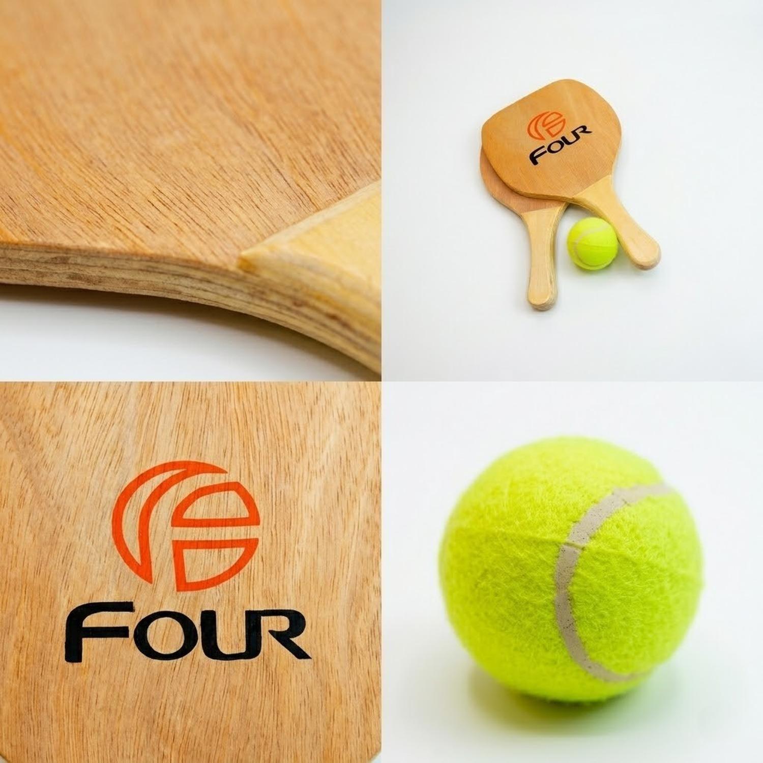 Set Paletas de Playa Four Madera + Pelota + Bolso-2