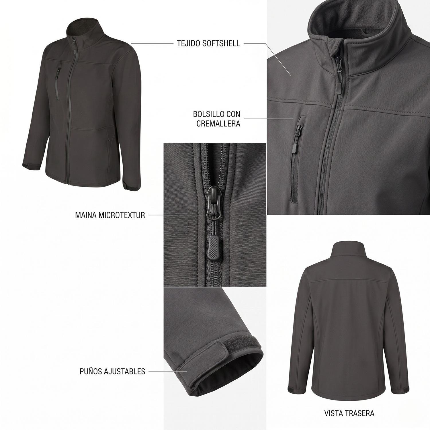 Chaqueta Softshell Mujer Impermeable - Four Negra-3