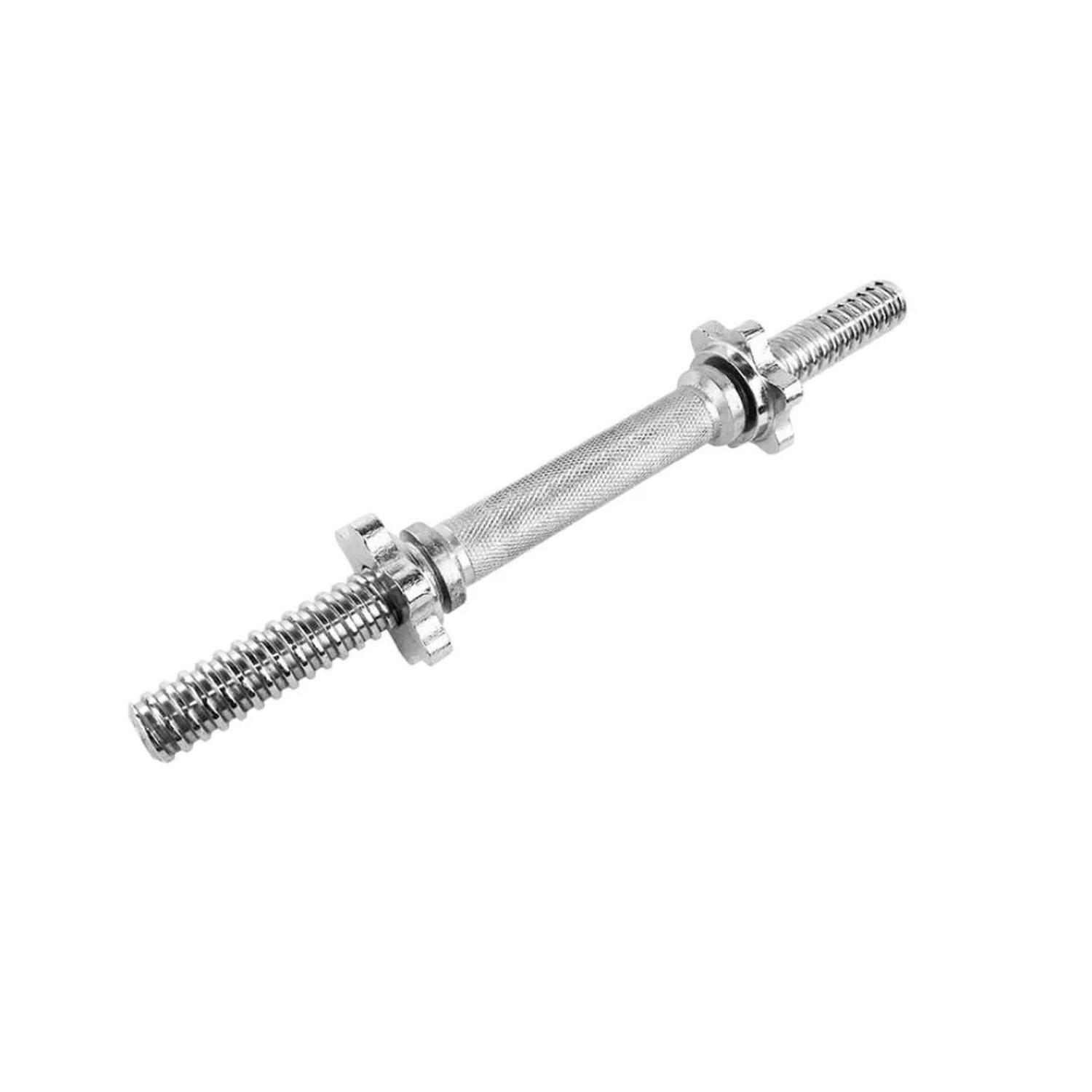 Barra Mancuerna 40cm Acero Cromado + Tuercas Estrella 1.6kg-2